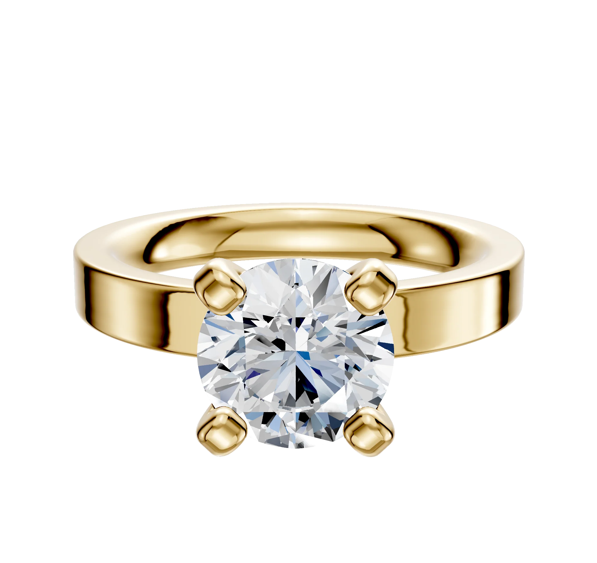 18K Yellow Gold 4 Prong Classic Flat 3.0mm Engagement Ring