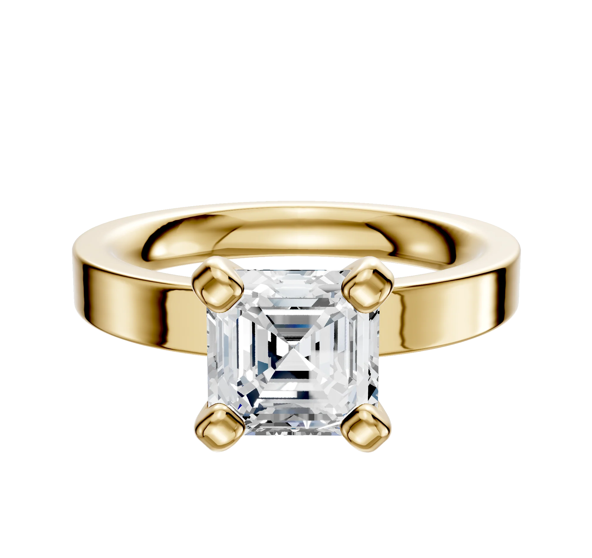 18K Yellow Gold 4 Prong Classic Flat 3.0mm Engagement Ring