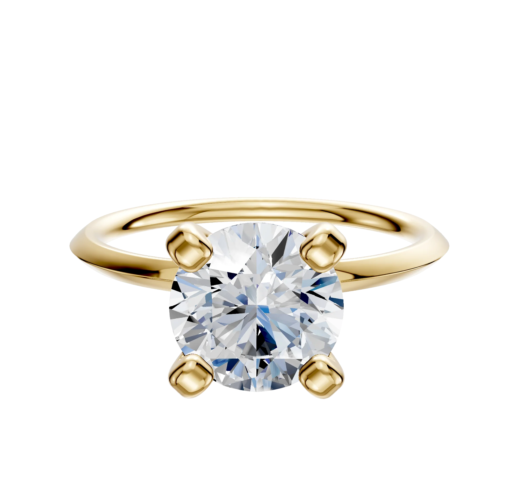 18K Yellow Gold 4 Prong Classic Knife Edge 1.5mm Engagement Ring