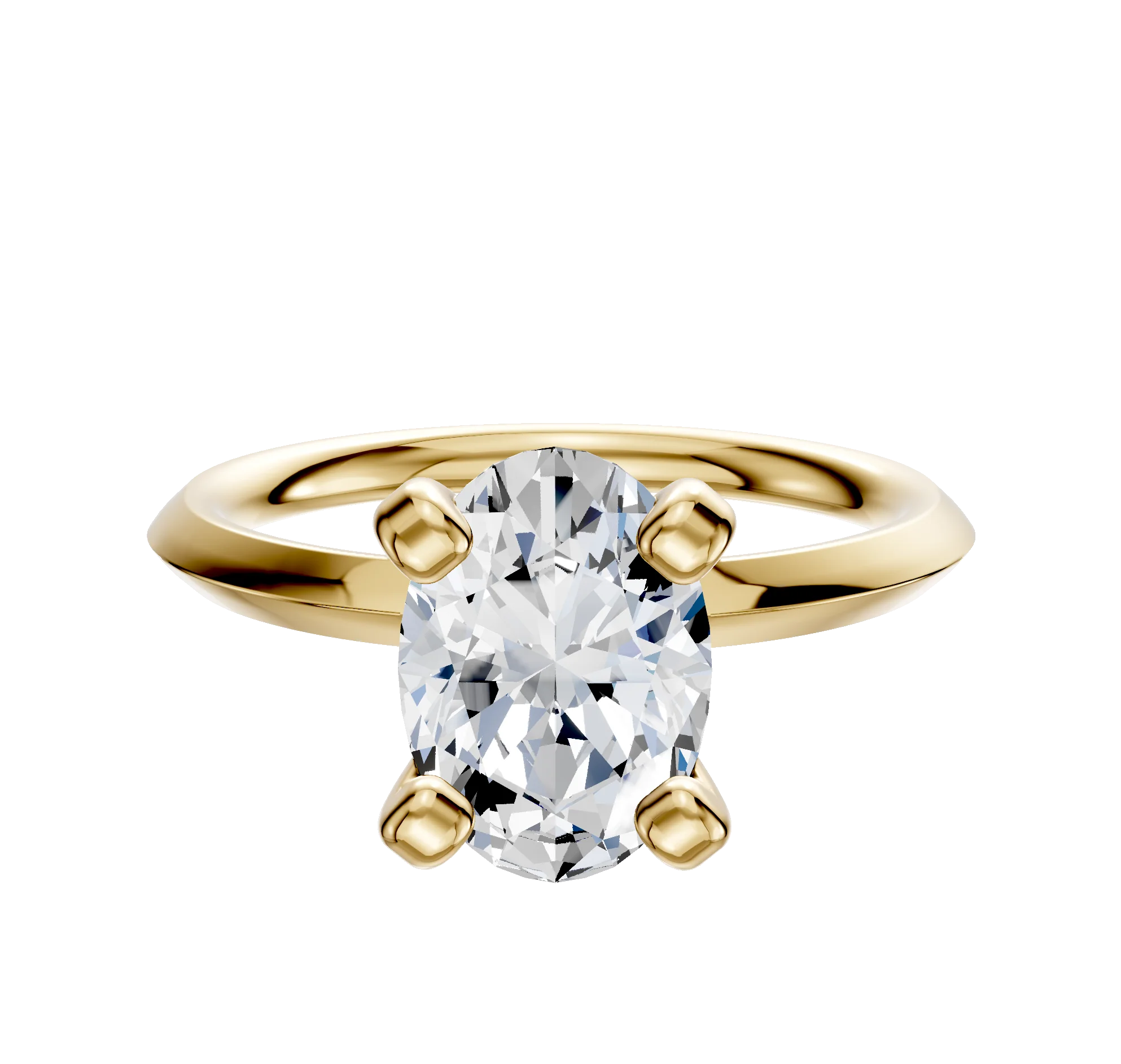 18K Yellow Gold 4 Prong Classic Knife Edge 2.0mm Engagement Ring