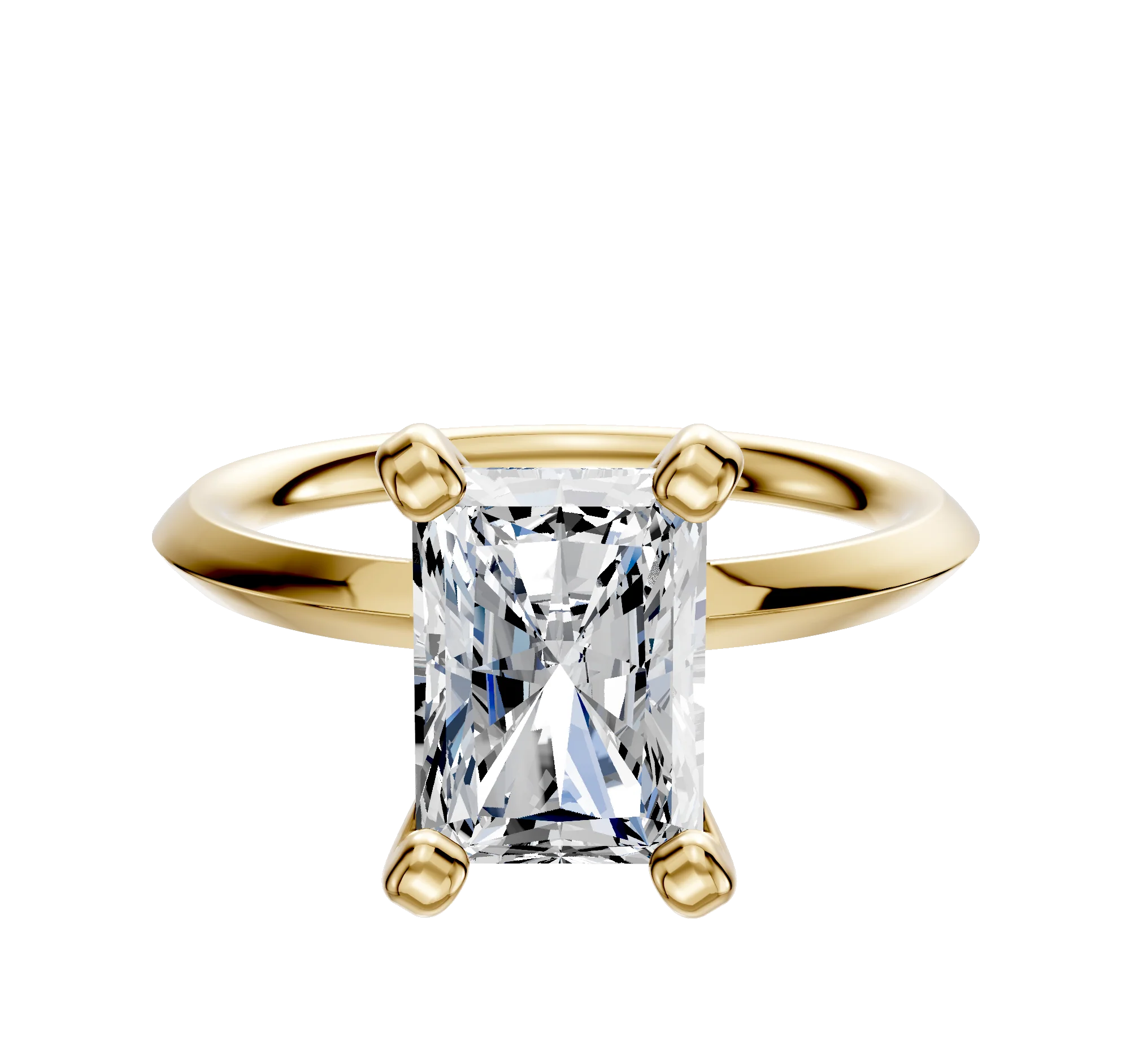 18K Yellow Gold 4 Prong Classic Knife Edge 2.0mm Engagement Ring