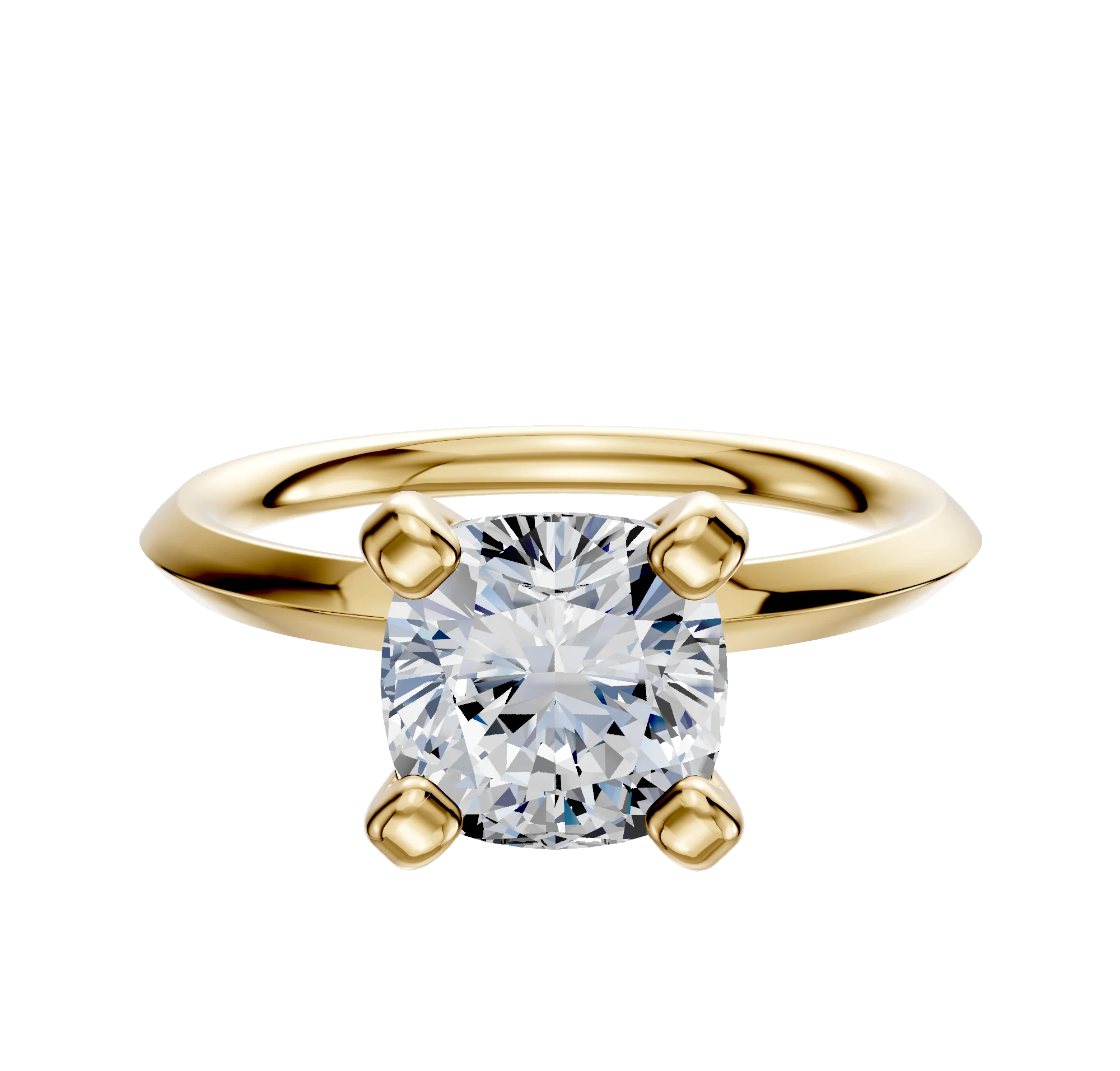 18K Yellow Gold 4 Prong Classic Knife Edge 2.0mm Engagement Ring