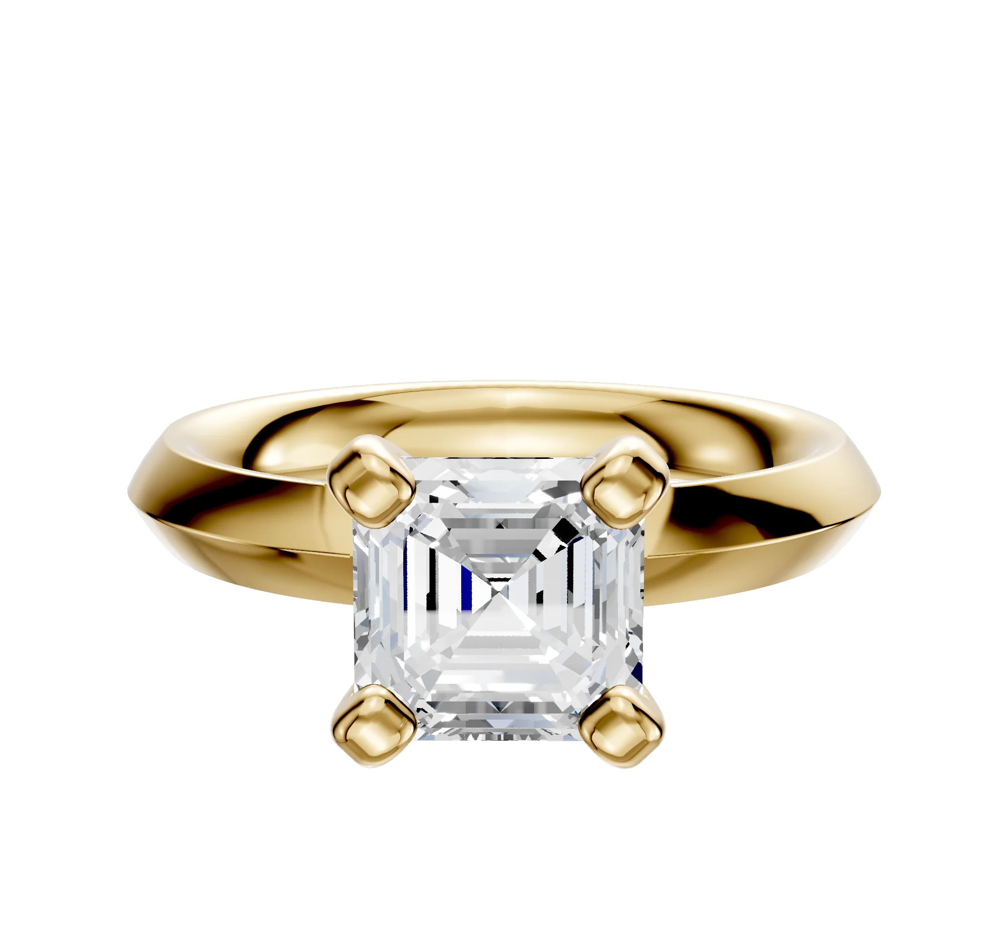 18K Yellow Gold 4 Prong Classic Knife Edge 3.0mm Engagement Ring