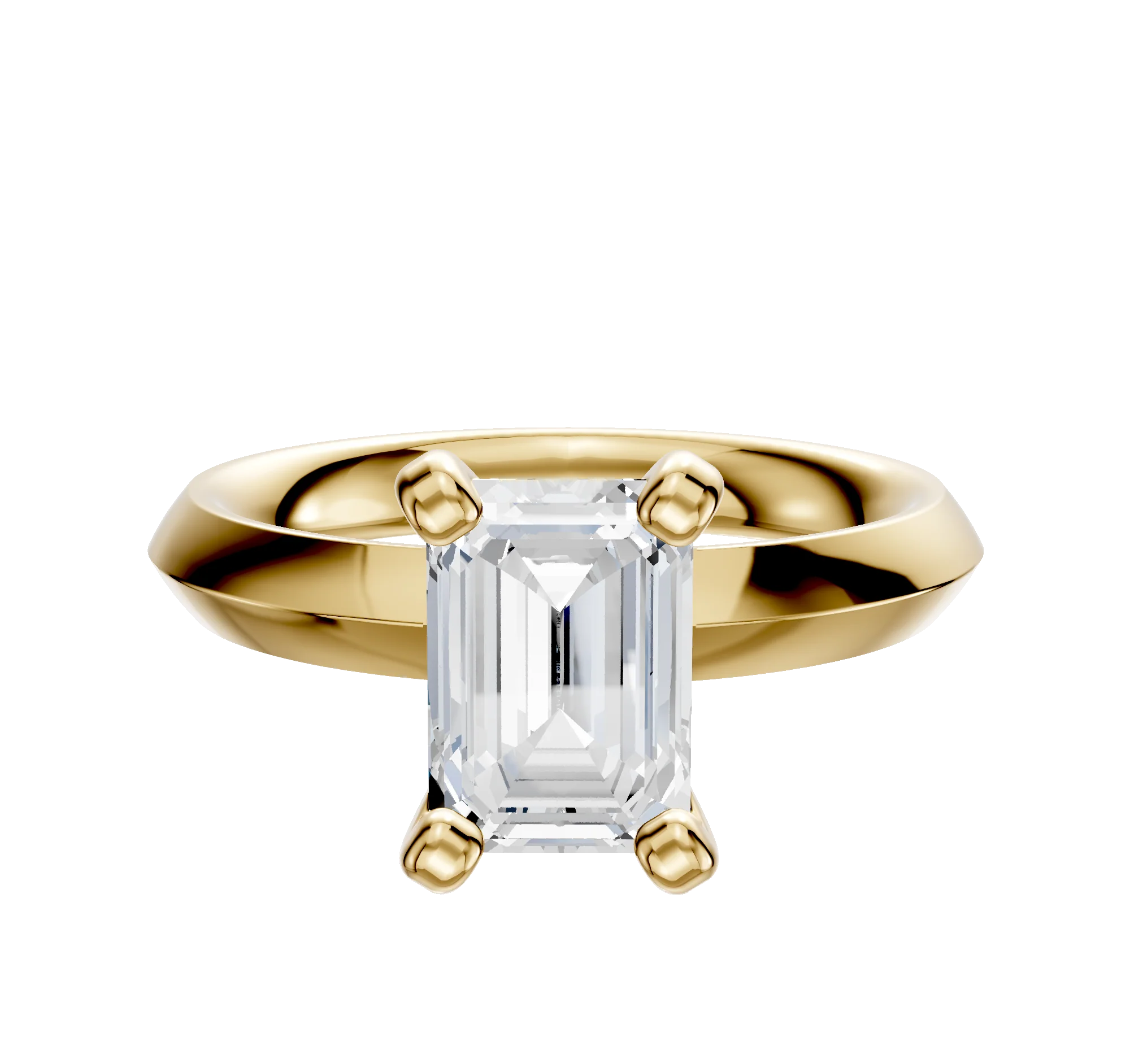 18K Yellow Gold 4 Prong Classic Knife Edge 3.0mm Engagement Ring