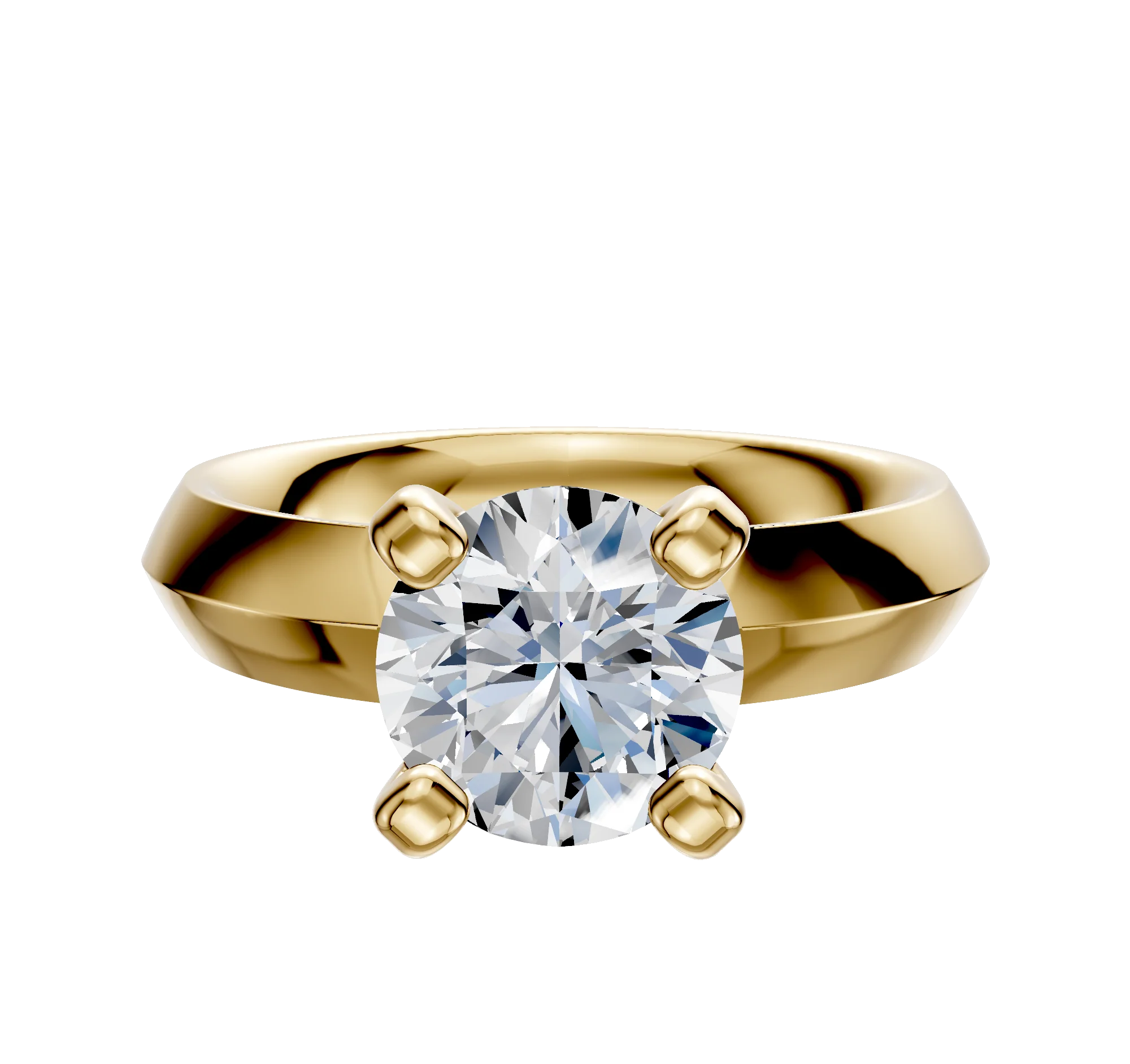 18K Yellow Gold 4 Prong Classic Knife Edge 4.0mm Engagement Ring