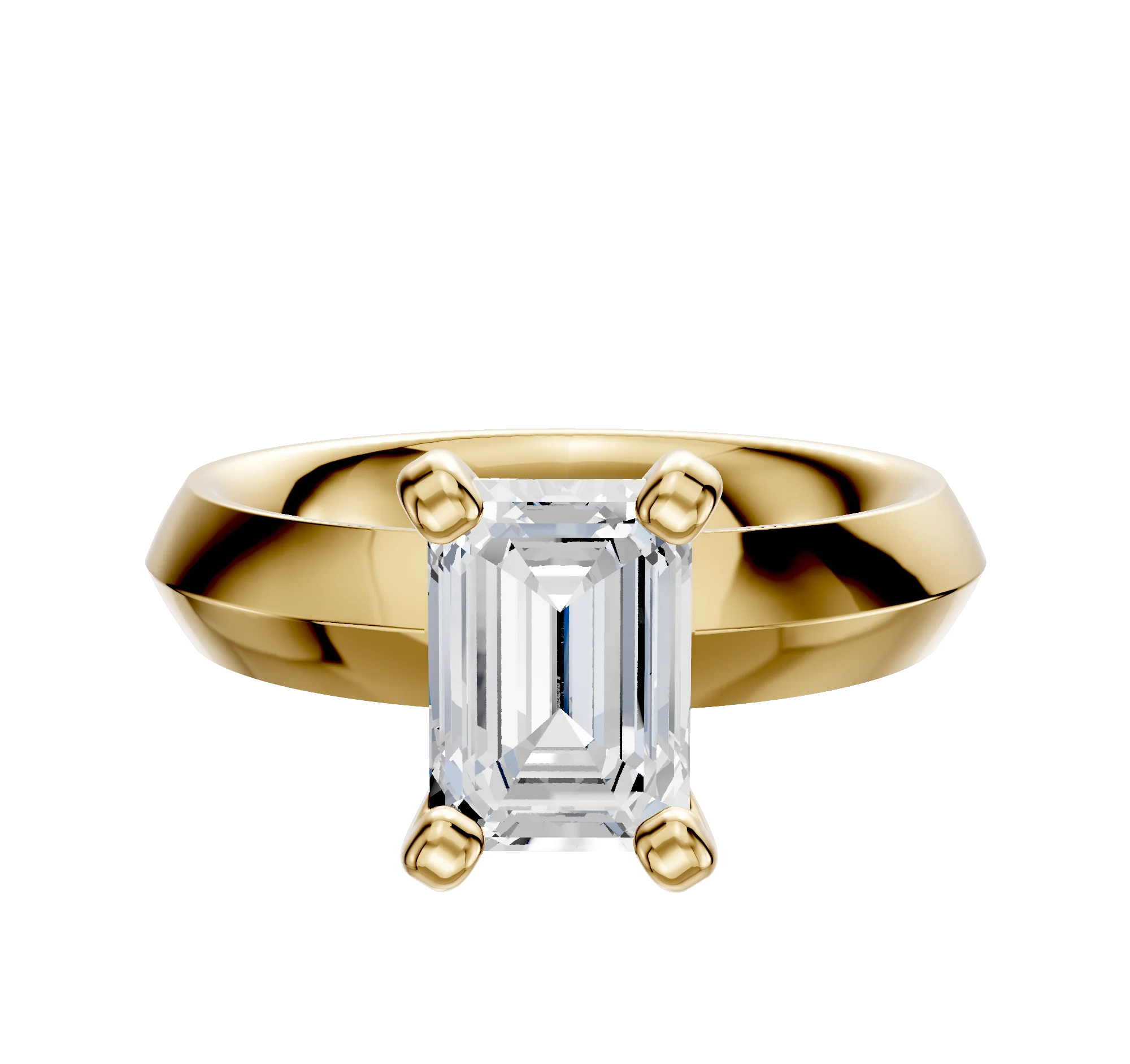 18K Yellow Gold 4 Prong Classic Knife Edge 4.0mm Engagement Ring