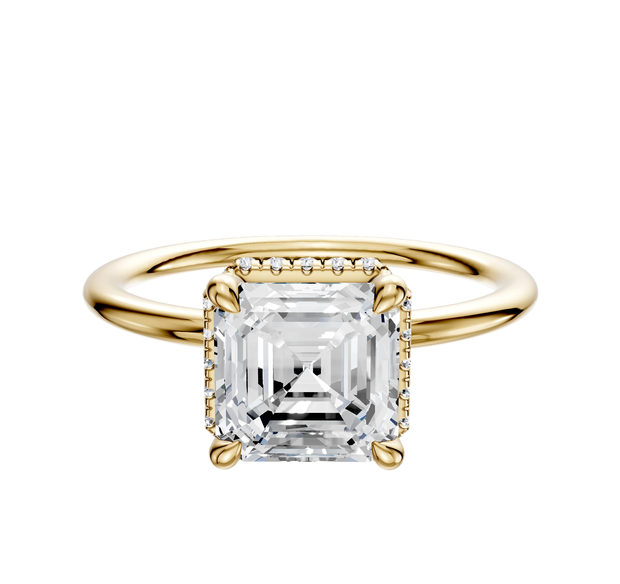 18K Yellow Gold 4 Prong Collar Classic Dome 1.5mm Engagement Ring