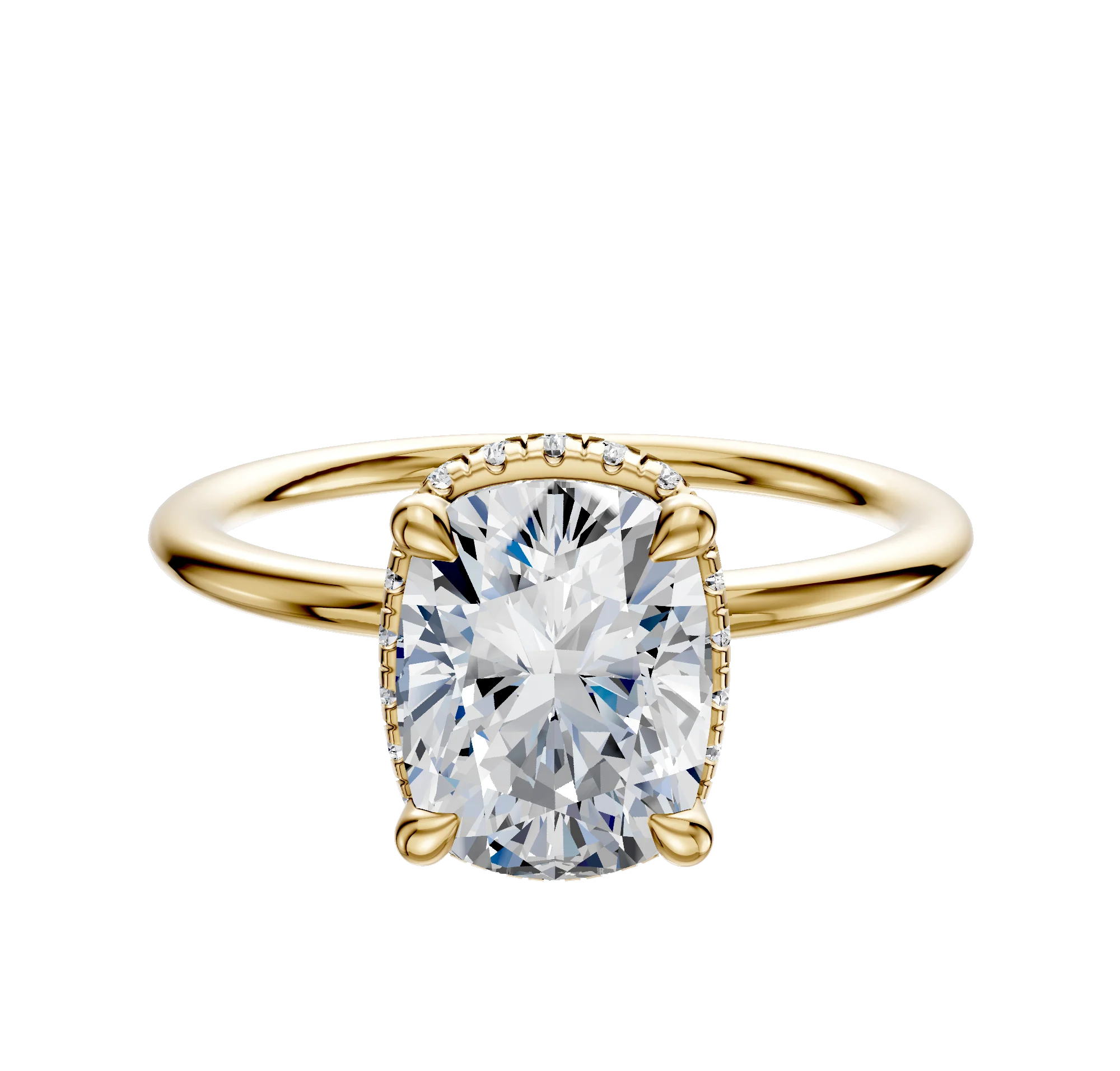 18K Yellow Gold 4 Prong Collar Classic Dome 1.5mm Engagement Ring
