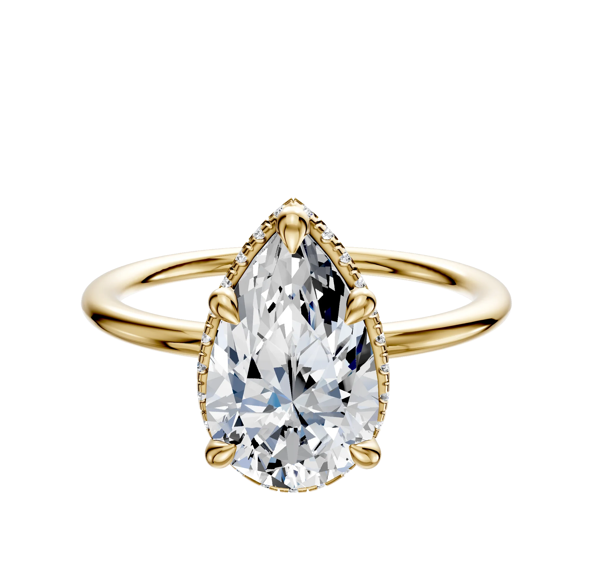 18K Yellow Gold 4 Prong Collar Classic Dome 1.5mm Engagement Ring