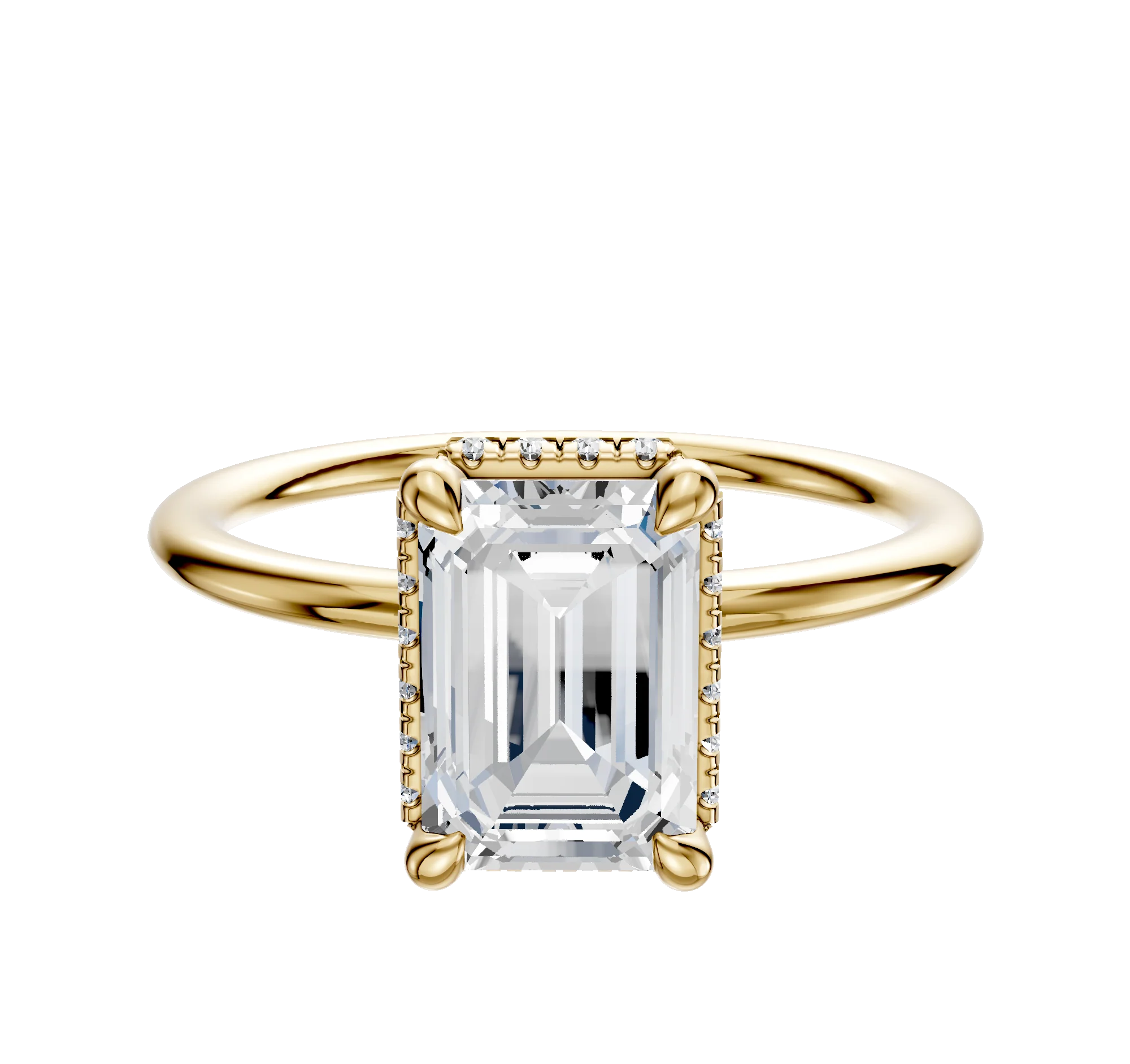 18K Yellow Gold 4 Prong Collar Classic Dome 1.5mm Engagement Ring