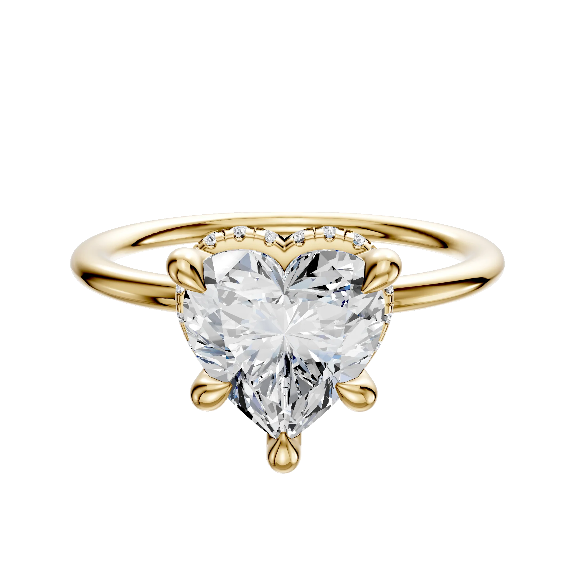 18K Yellow Gold 4 Prong Collar Classic Dome 1.5mm Engagement Ring