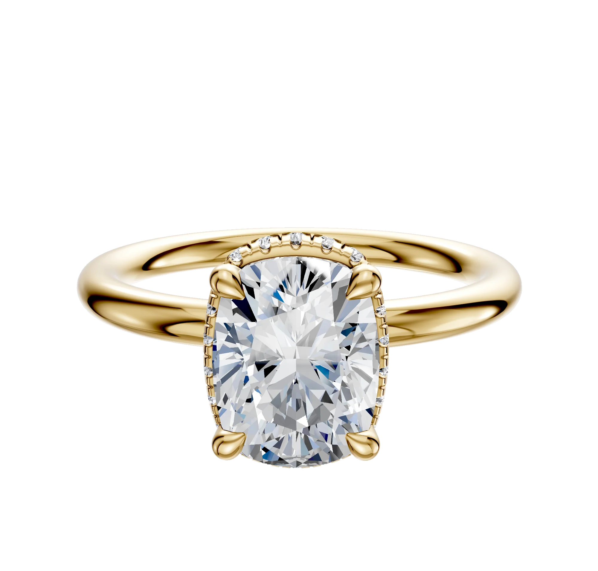 18K Yellow Gold 4 Prong Collar Classic Dome 2.0mm Engagement Ring