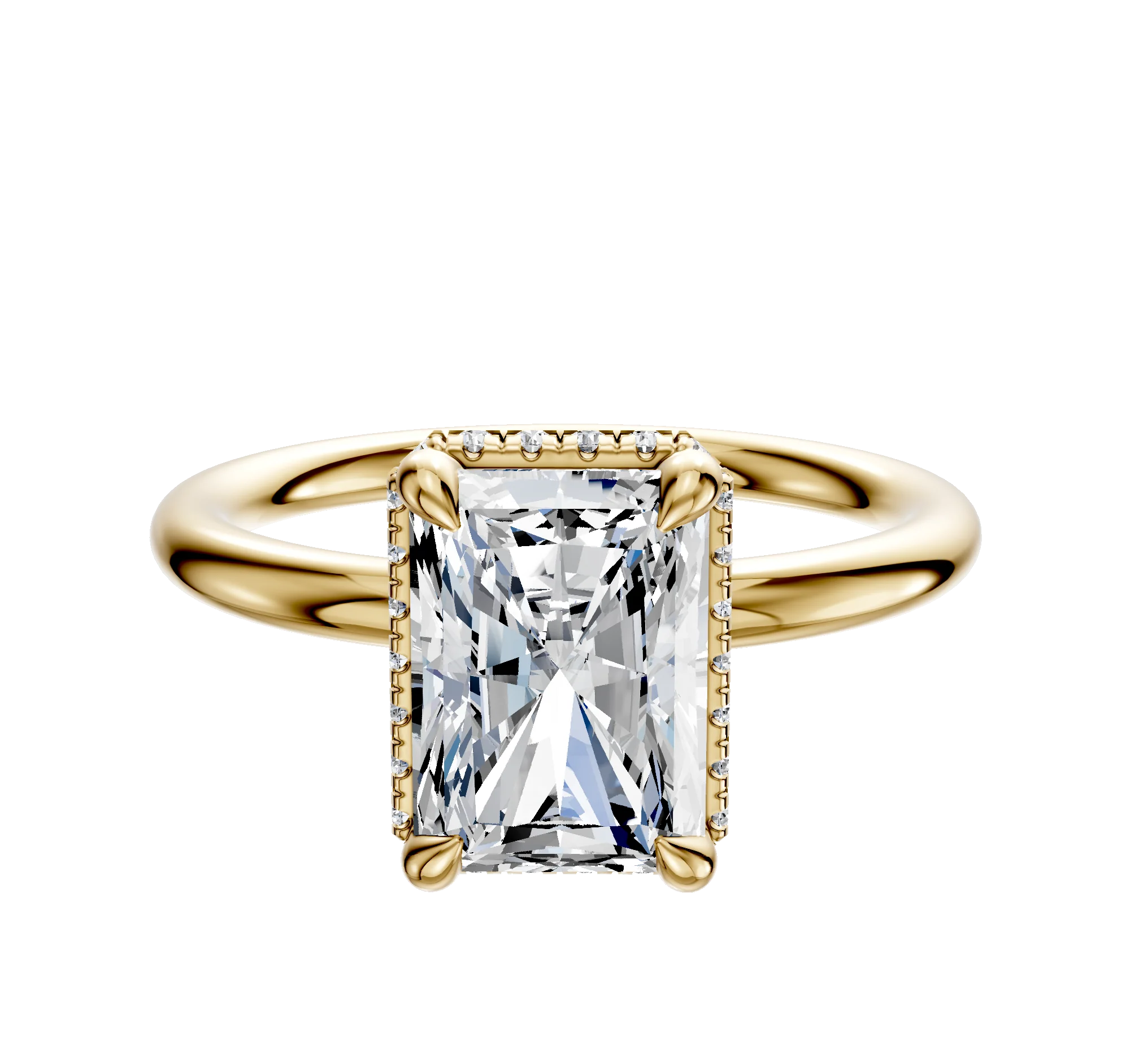 18K Yellow Gold 4 Prong Collar Classic Dome 2.0mm Engagement Ring