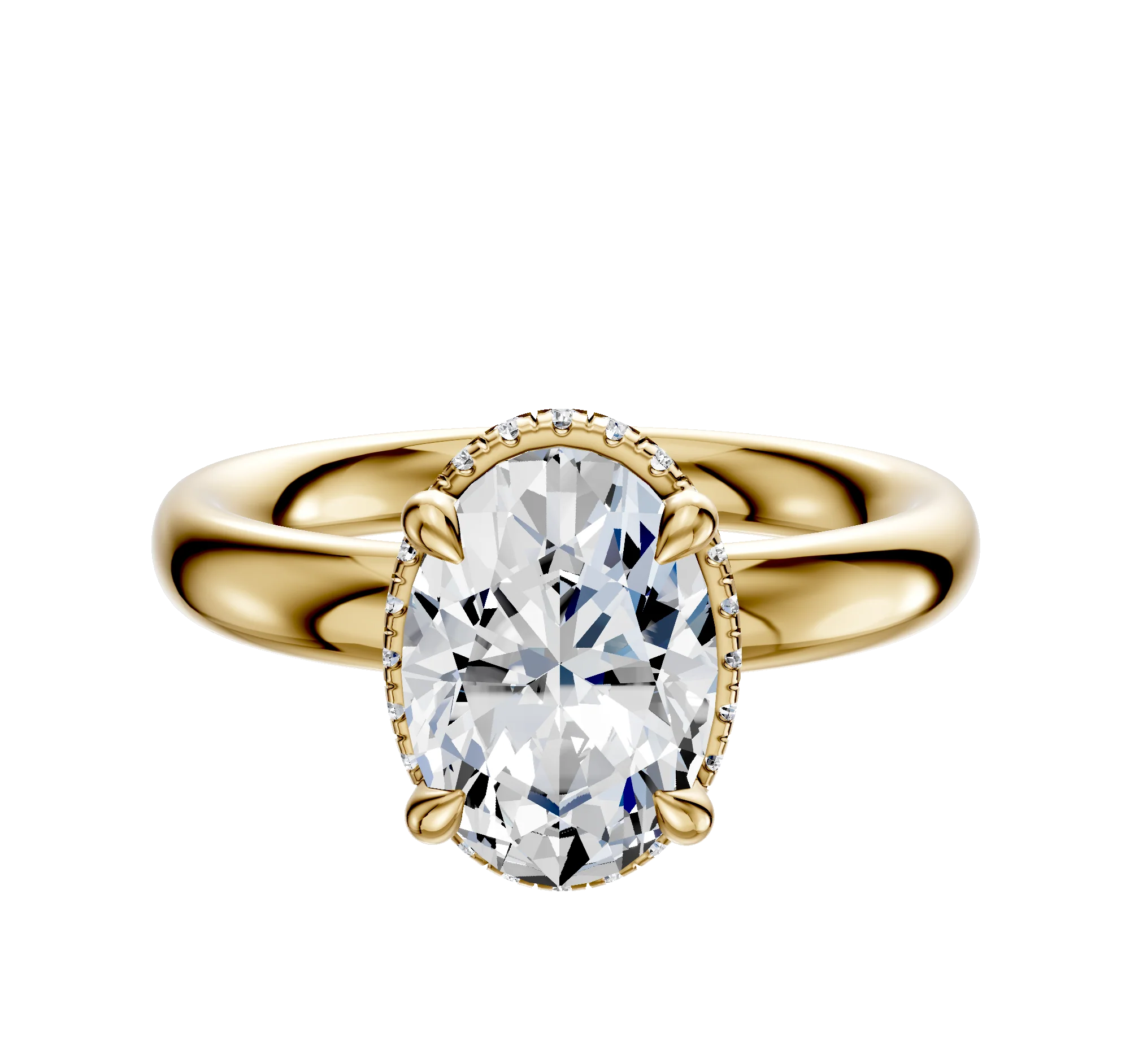 18K Yellow Gold 4 Prong Collar Classic Dome 3.0mm Engagement Ring