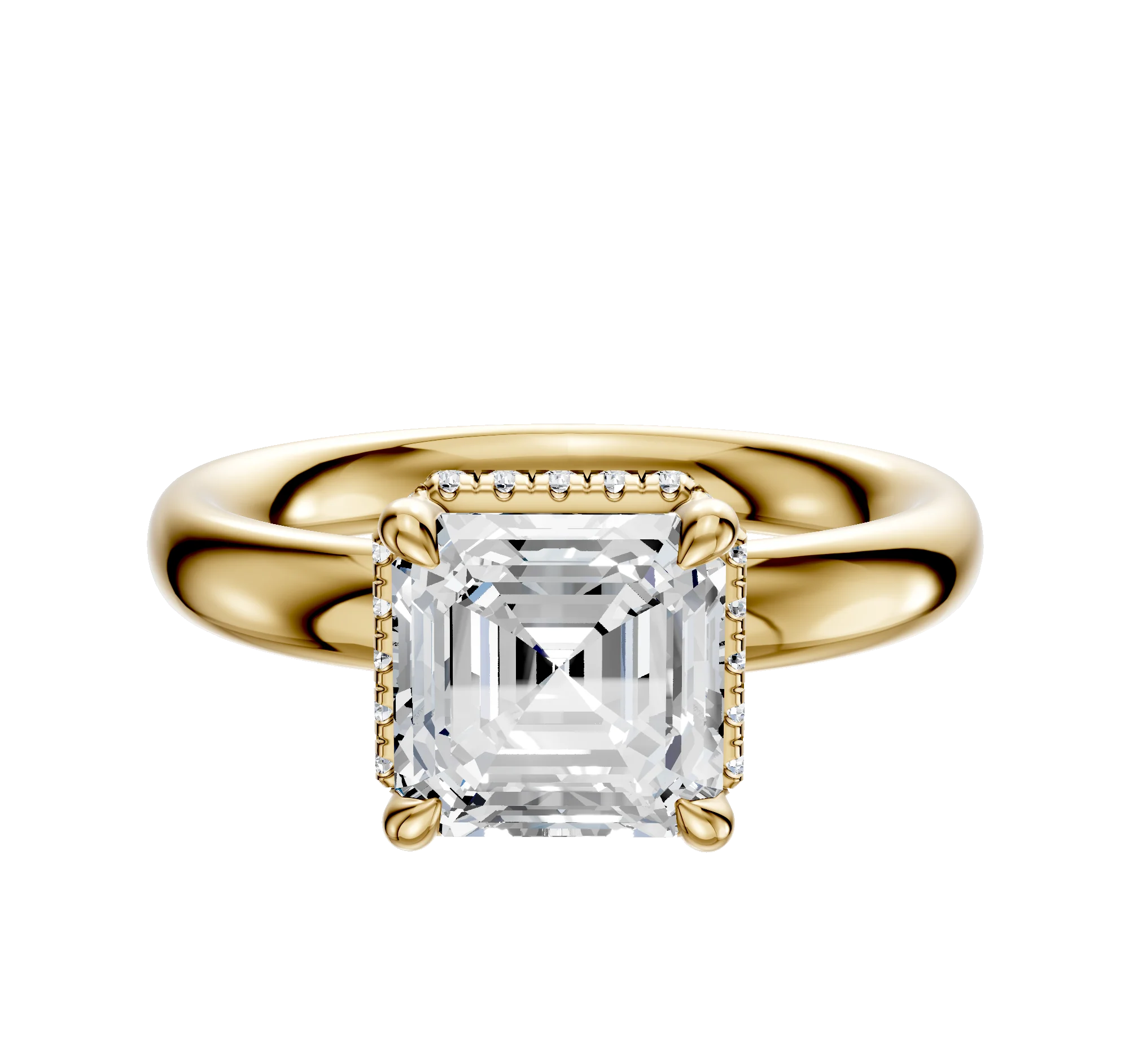 18K Yellow Gold 4 Prong Collar Classic Dome 3.0mm Engagement Ring