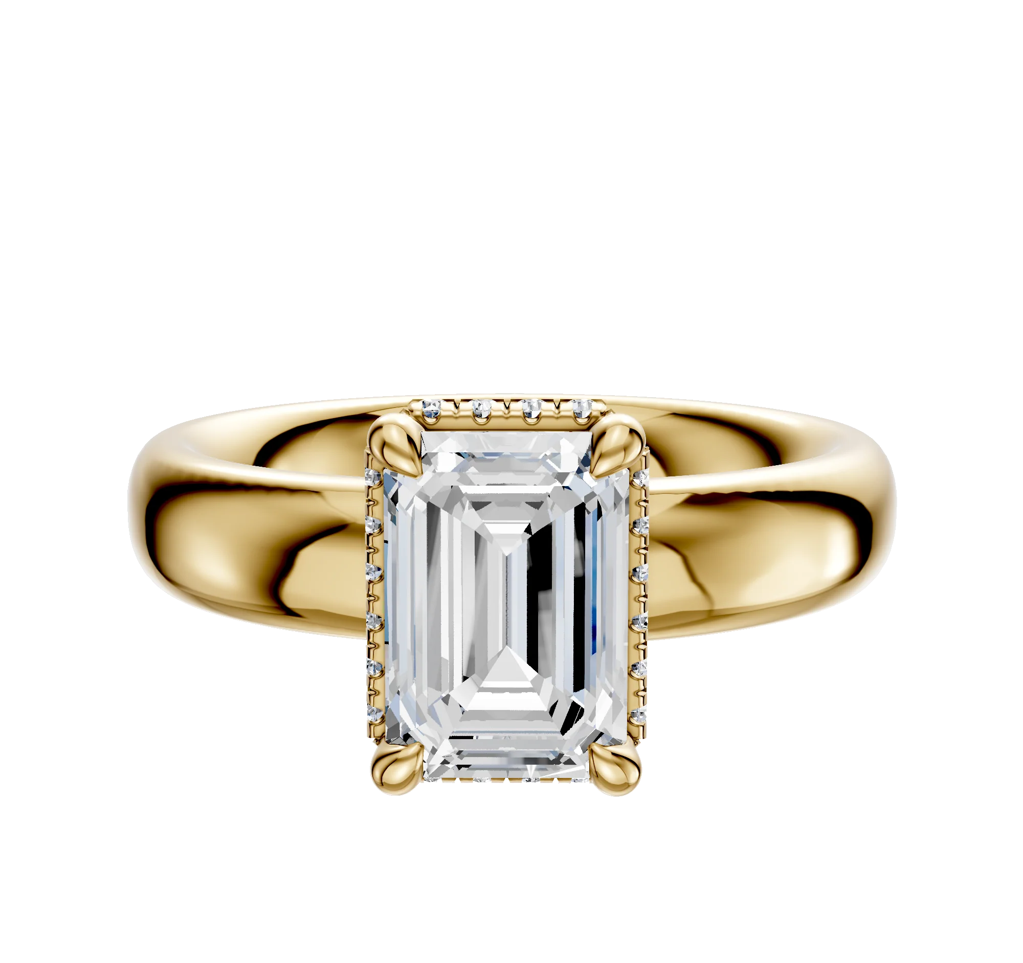 18K Yellow Gold 4 Prong Collar Classic Dome 4.0mm Engagement Ring