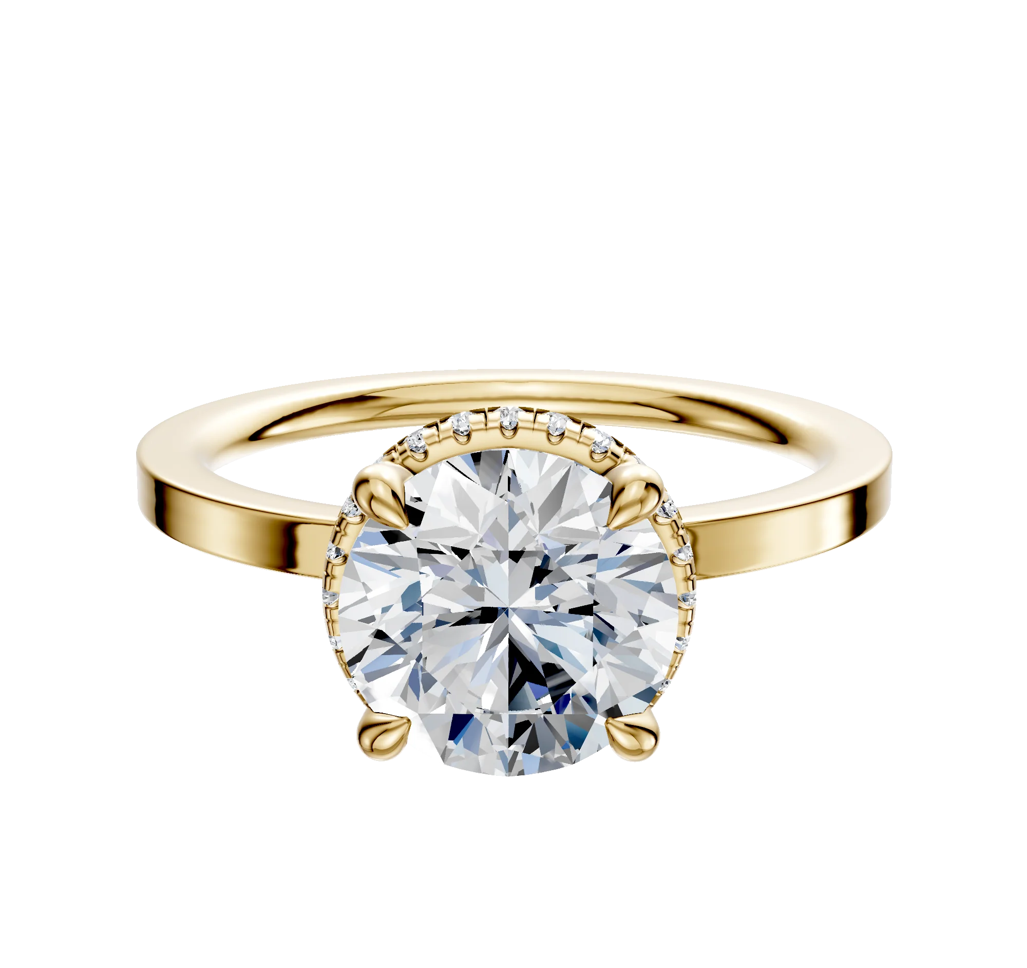 18K Yellow Gold 4 Prong Collar Classic Flat 1.5mm Engagement Ring