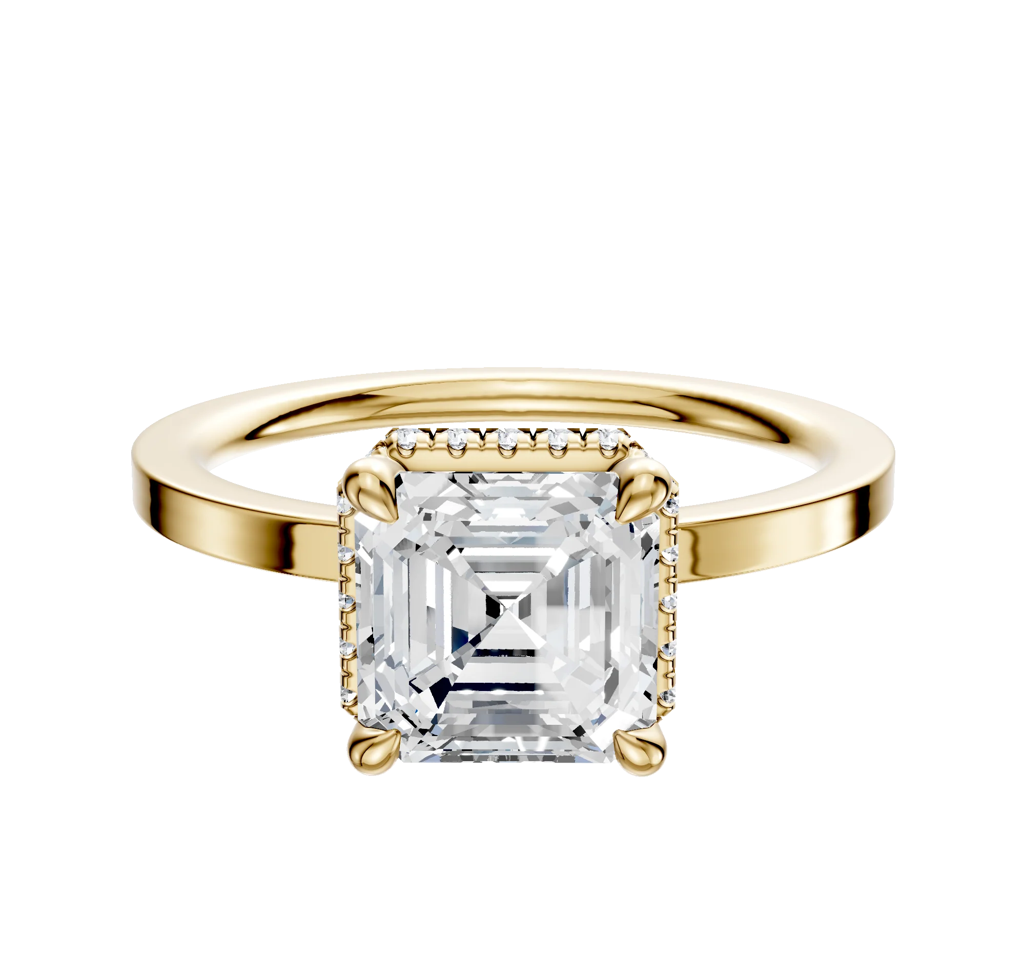 18K Yellow Gold 4 Prong Collar Classic Flat 1.5mm Engagement Ring