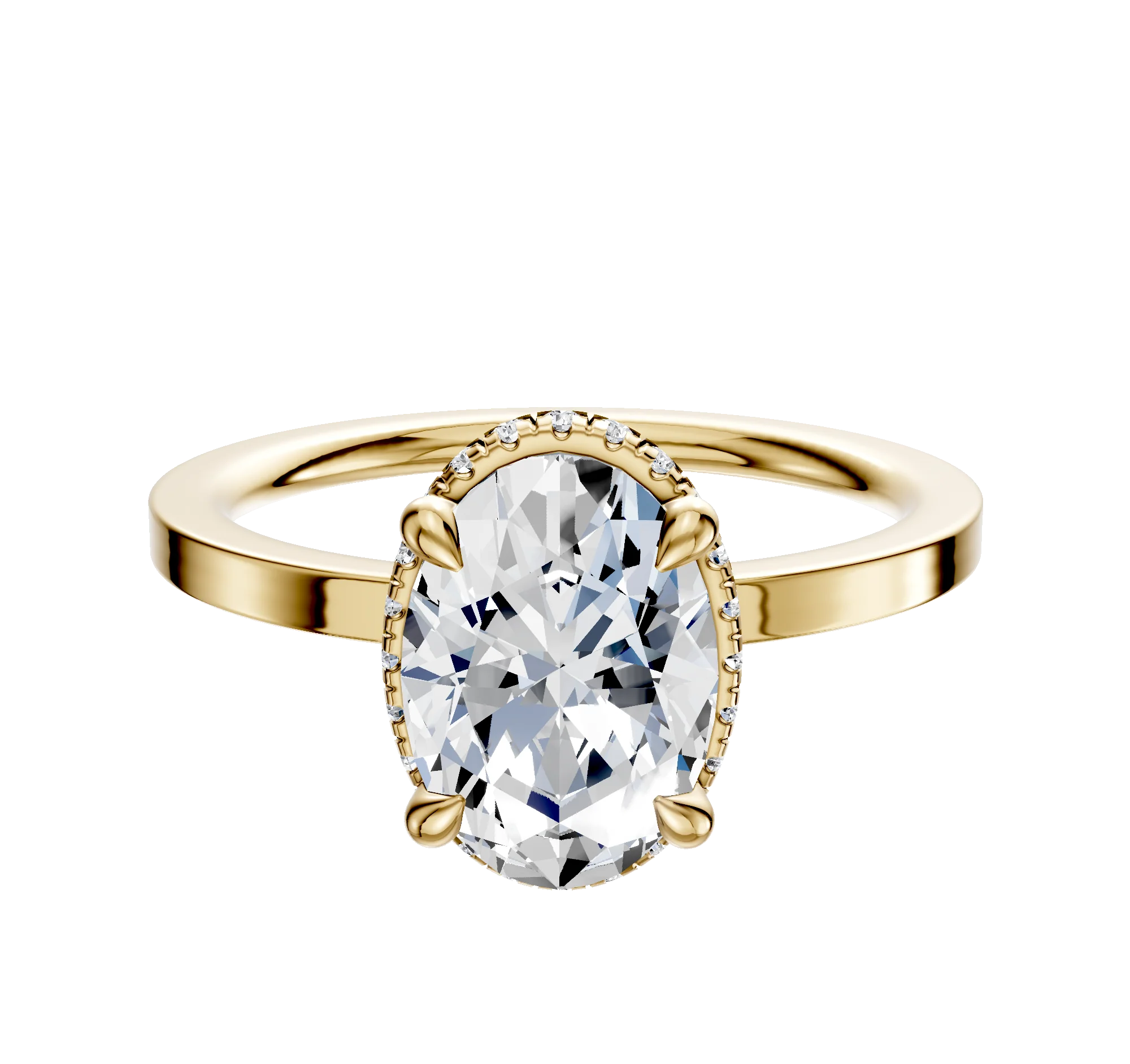 18K Yellow Gold 4 Prong Collar Classic Flat 1.5mm Engagement Ring