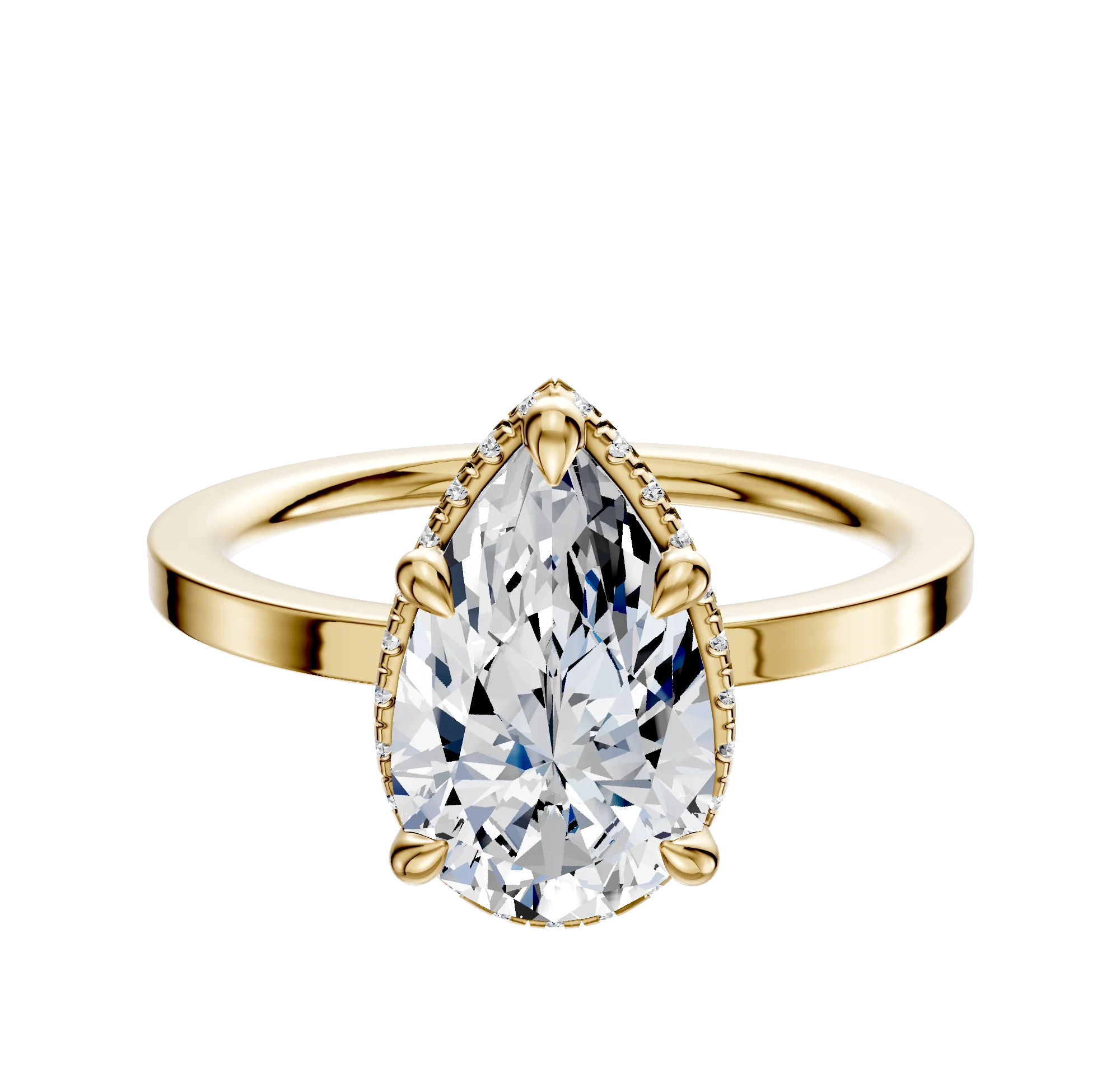 18K Yellow Gold 4 Prong Collar Classic Flat 1.5mm Engagement Ring