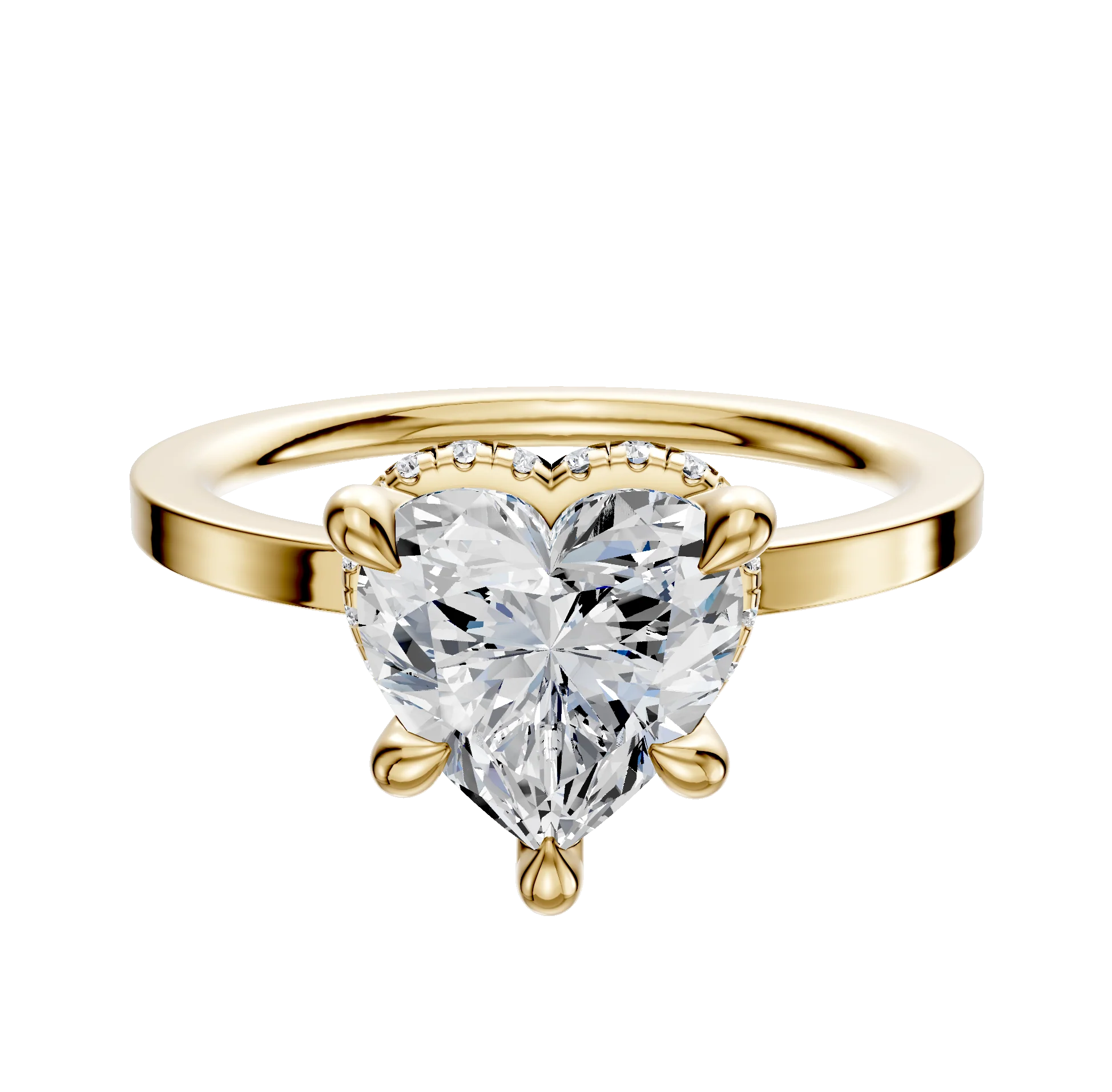 18K Yellow Gold 4 Prong Collar Classic Flat 1.5mm Engagement Ring