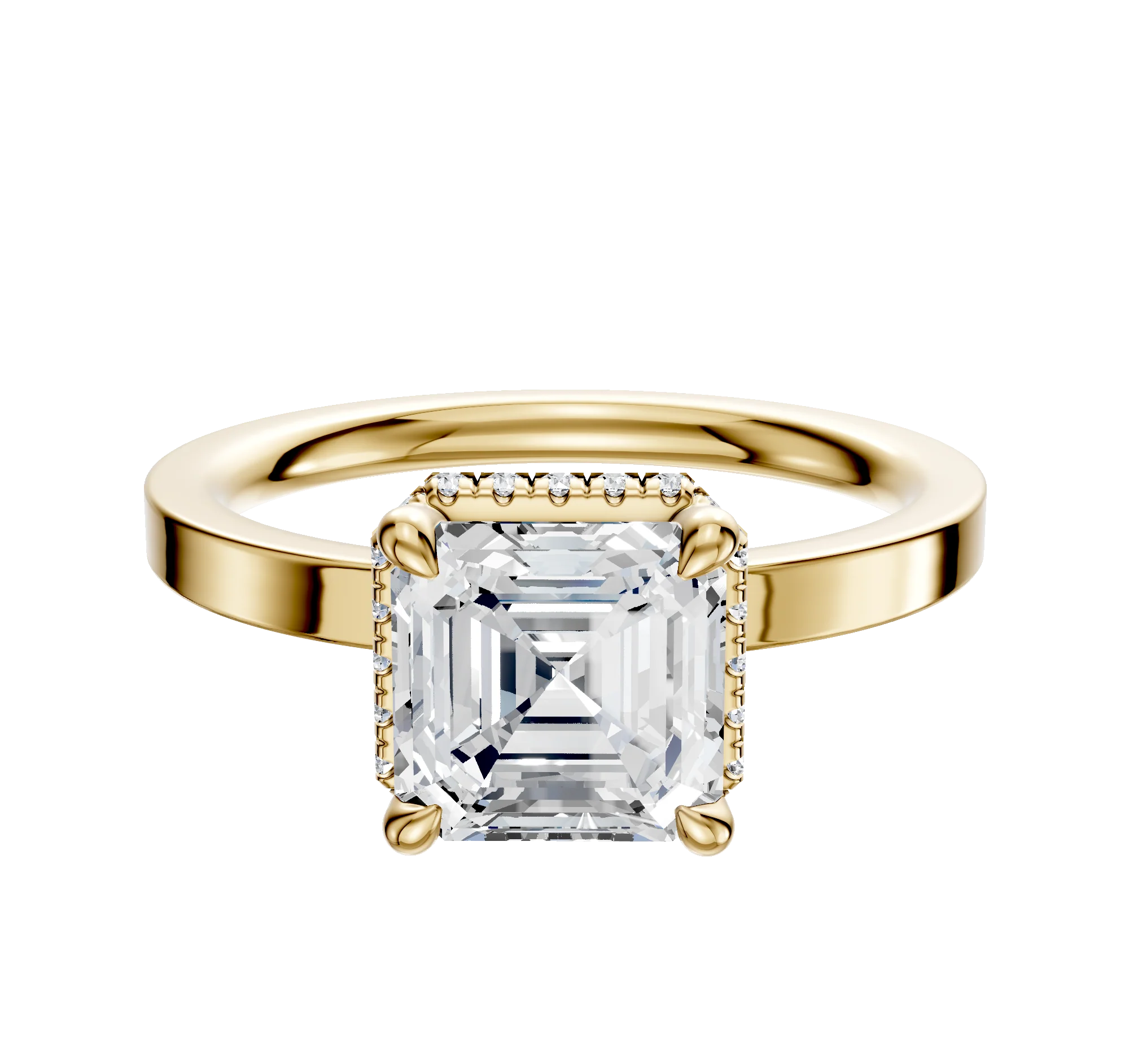 18K Yellow Gold 4 Prong Collar Classic Flat 2.0mm Engagement Ring