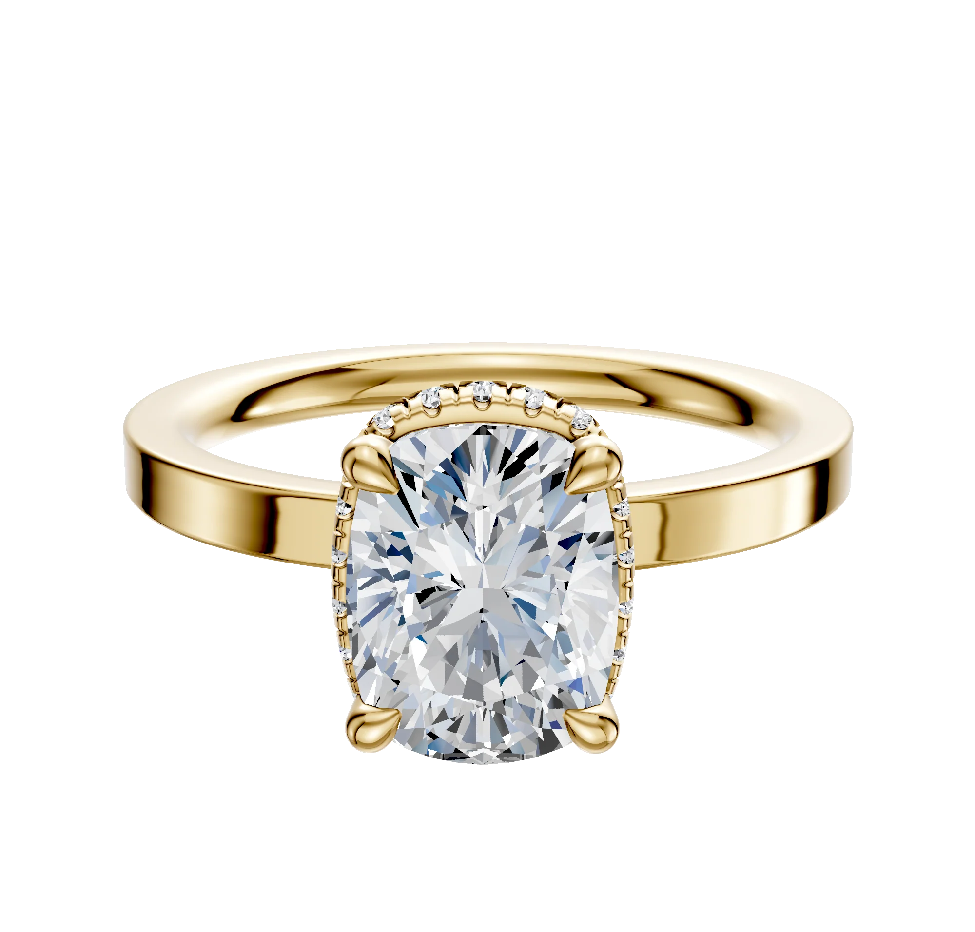 18K Yellow Gold 4 Prong Collar Classic Flat 2.0mm Engagement Ring