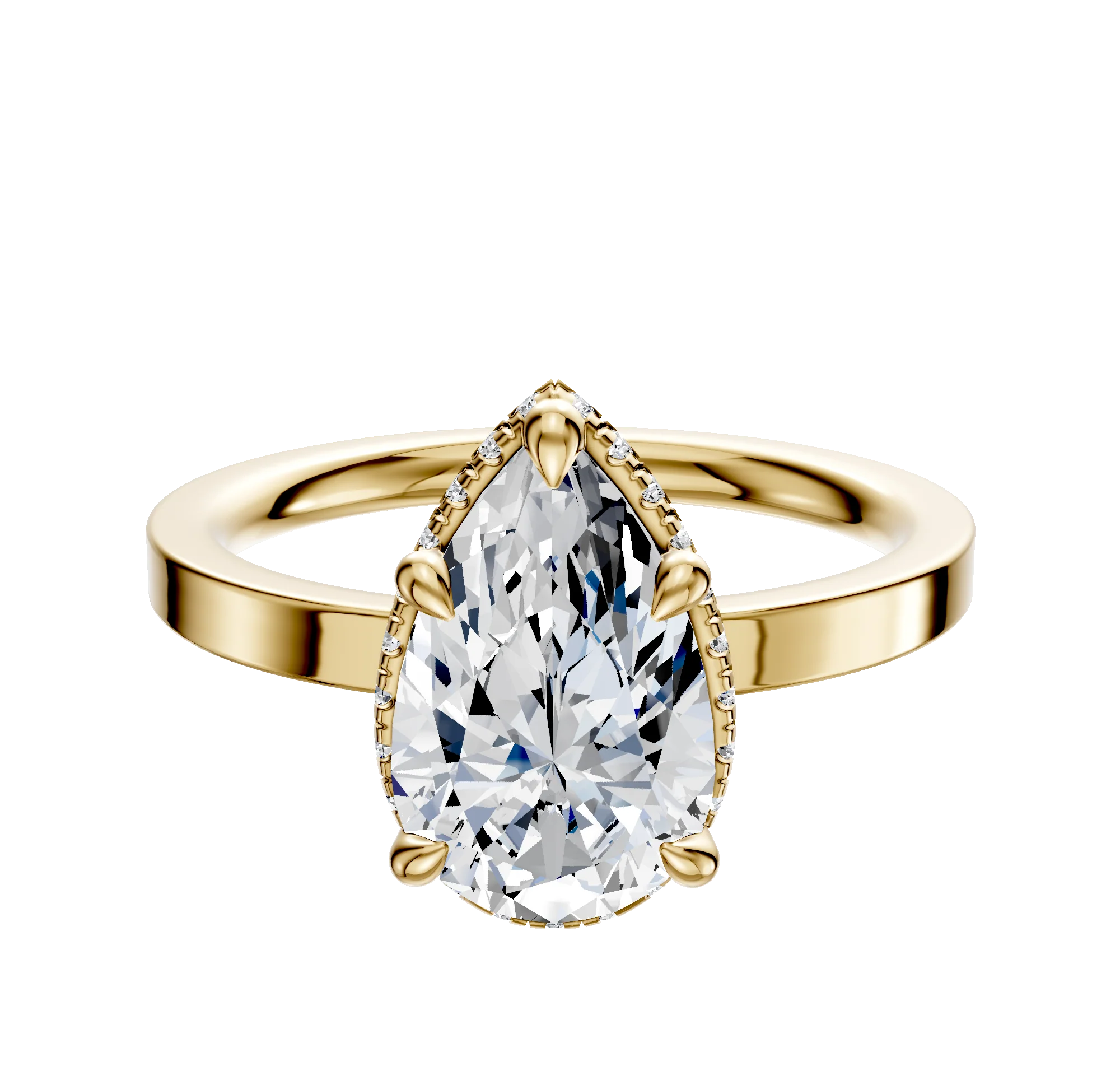 18K Yellow Gold 4 Prong Collar Classic Flat 2.0mm Engagement Ring