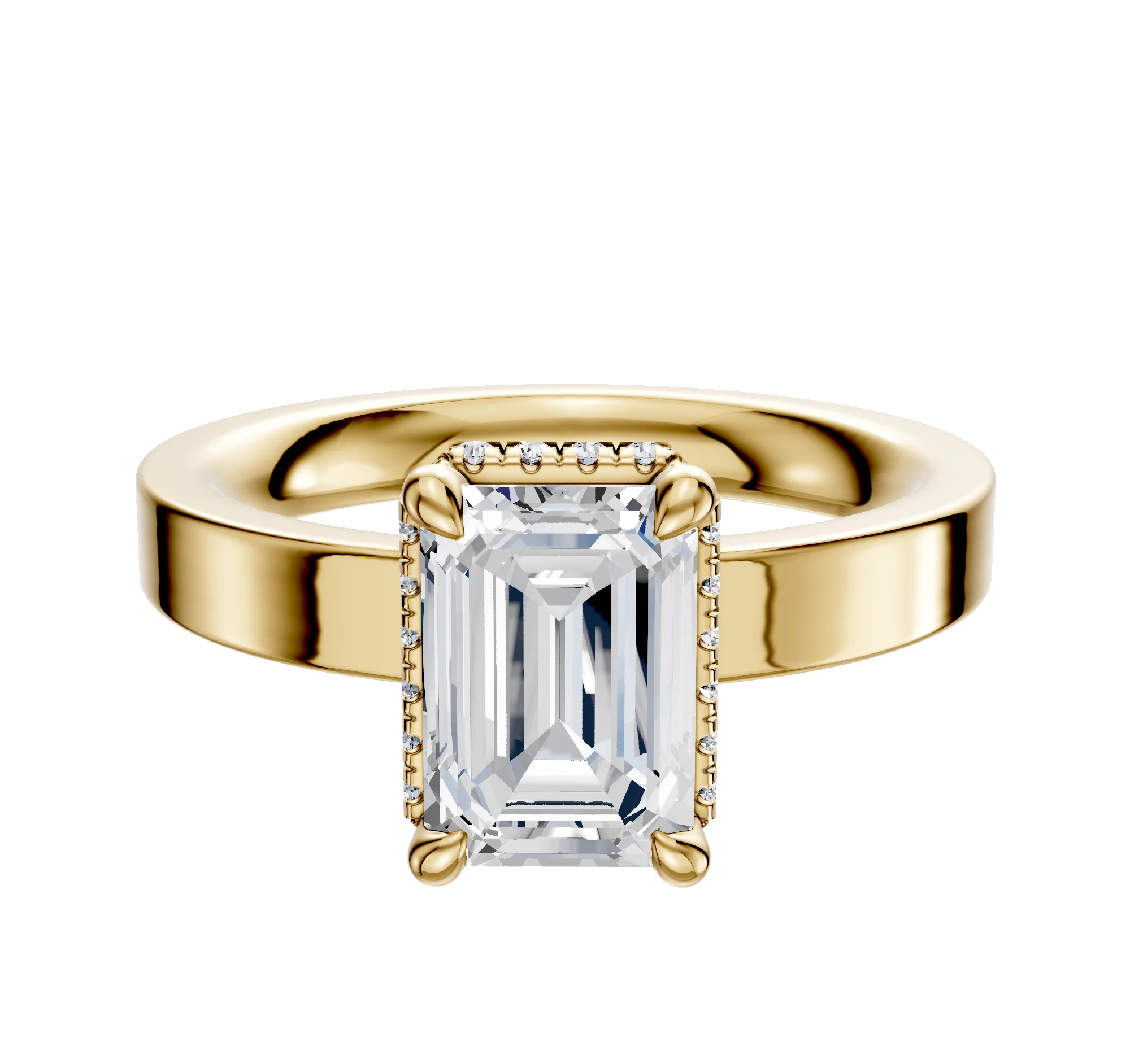 18K Yellow Gold 4 Prong Collar Classic Flat 3.0mm Engagement Ring