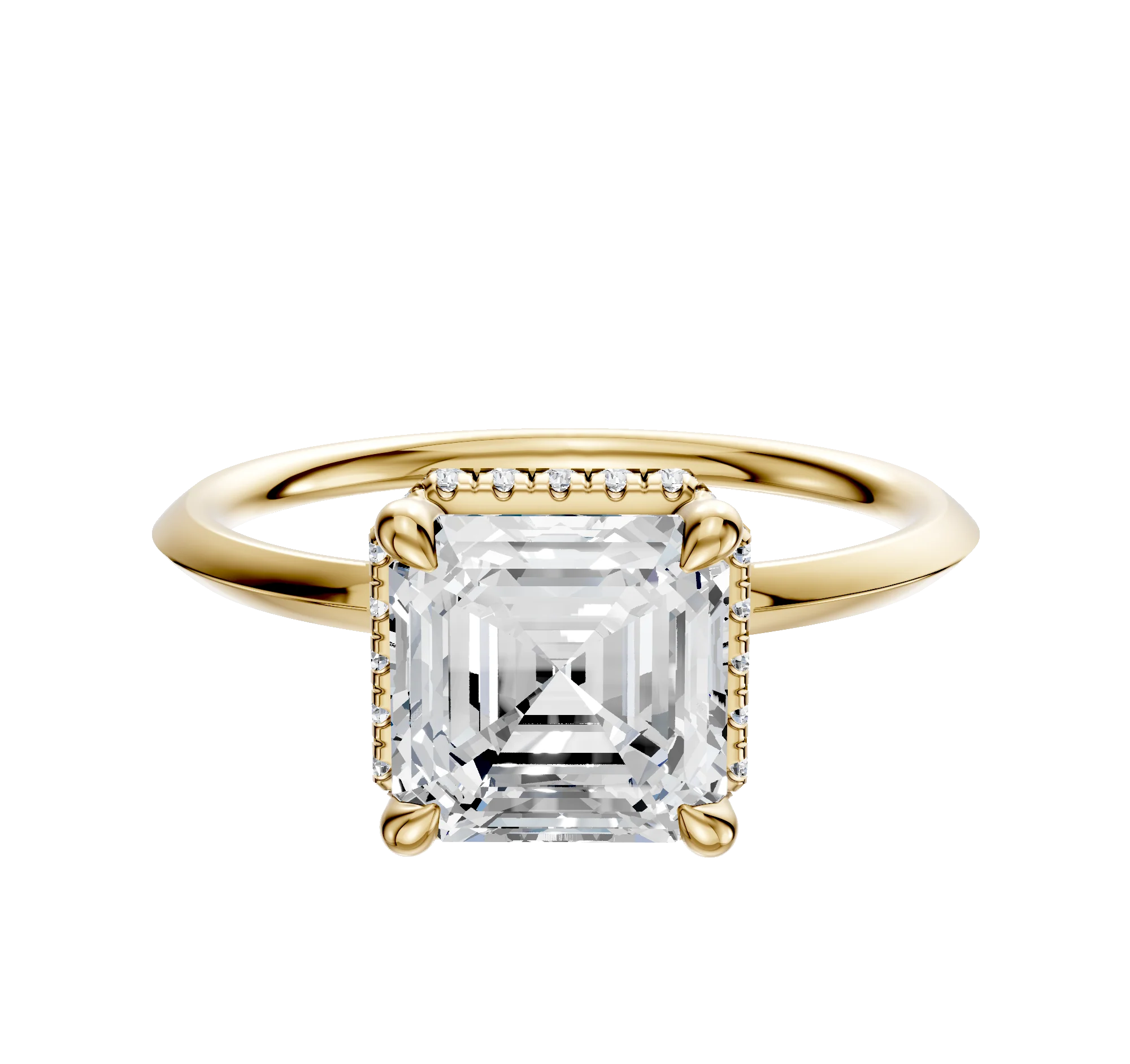 18K Yellow Gold 4 Prong Collar Classic Knife Edge 1.5mm Engagement Ring