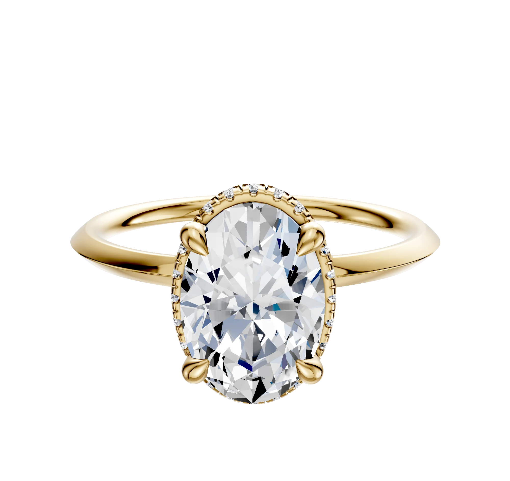 18K Yellow Gold 4 Prong Collar Classic Knife Edge 1.5mm Engagement Ring