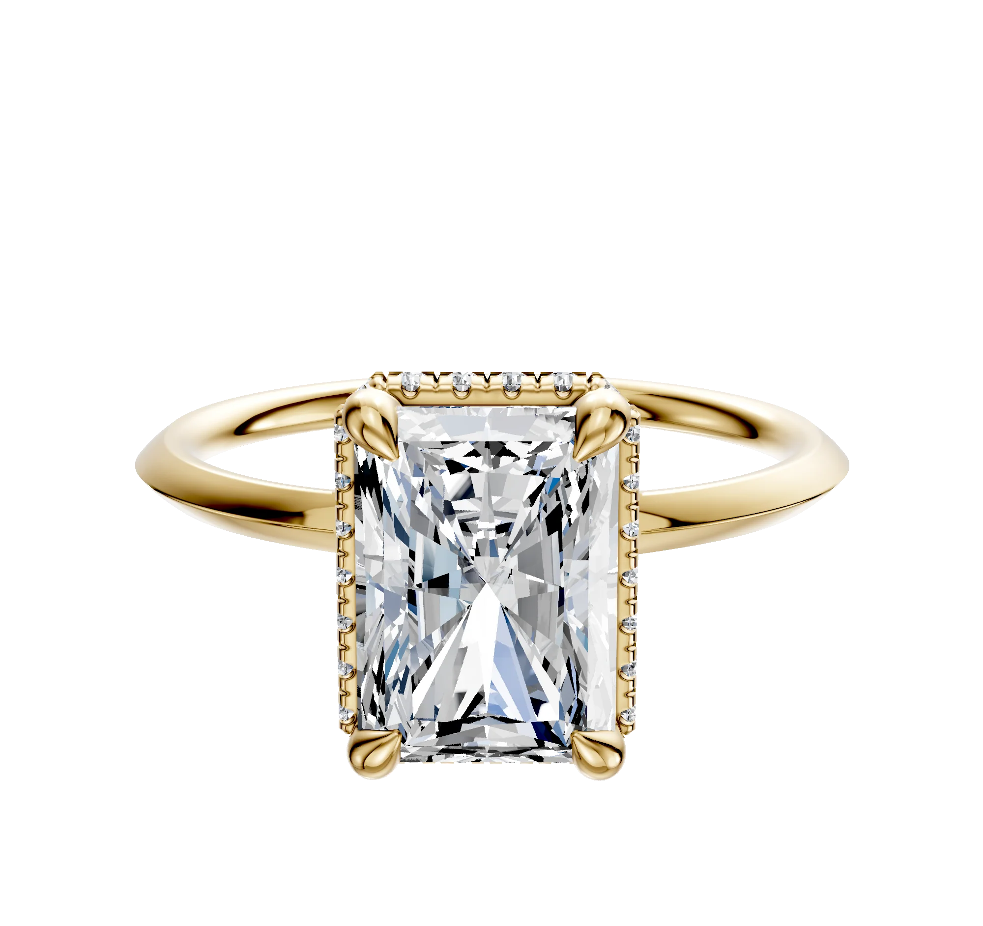 18K Yellow Gold 4 Prong Collar Classic Knife Edge 1.5mm Engagement Ring