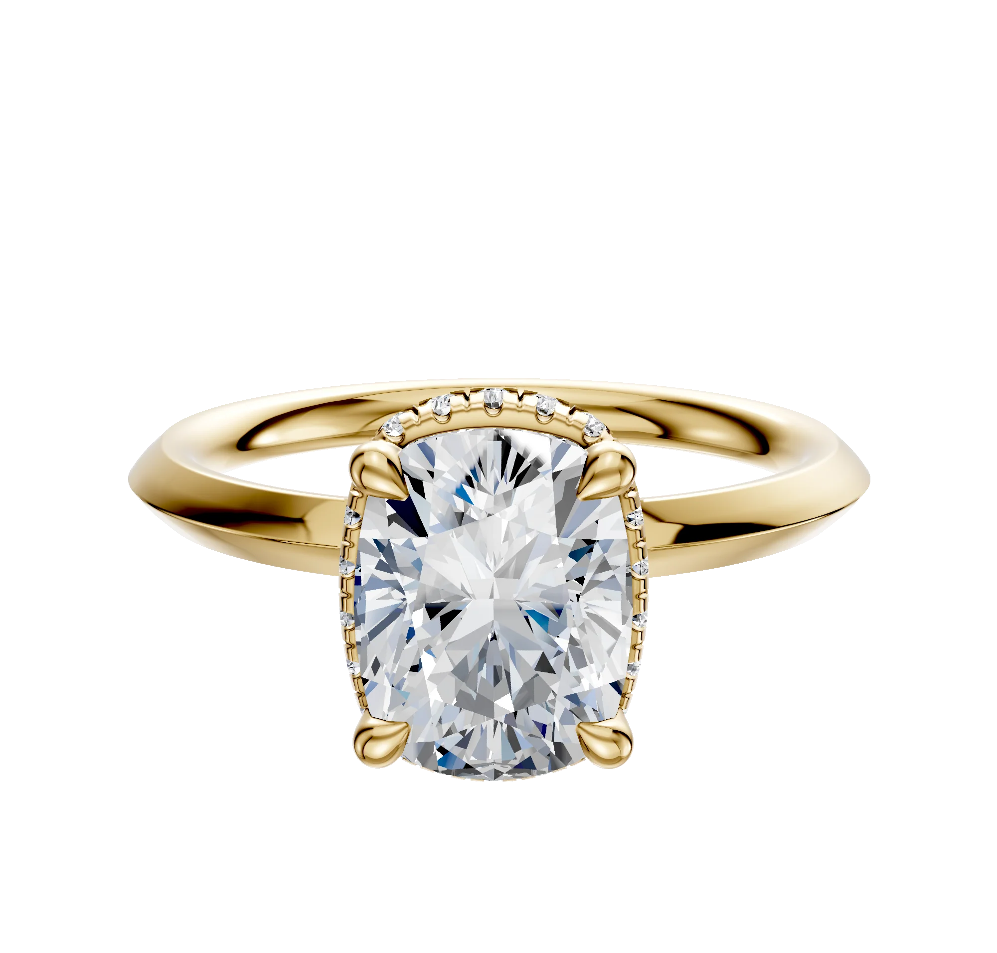 18K Yellow Gold 4 Prong Collar Classic Knife Edge 2.0mm Engagement Ring