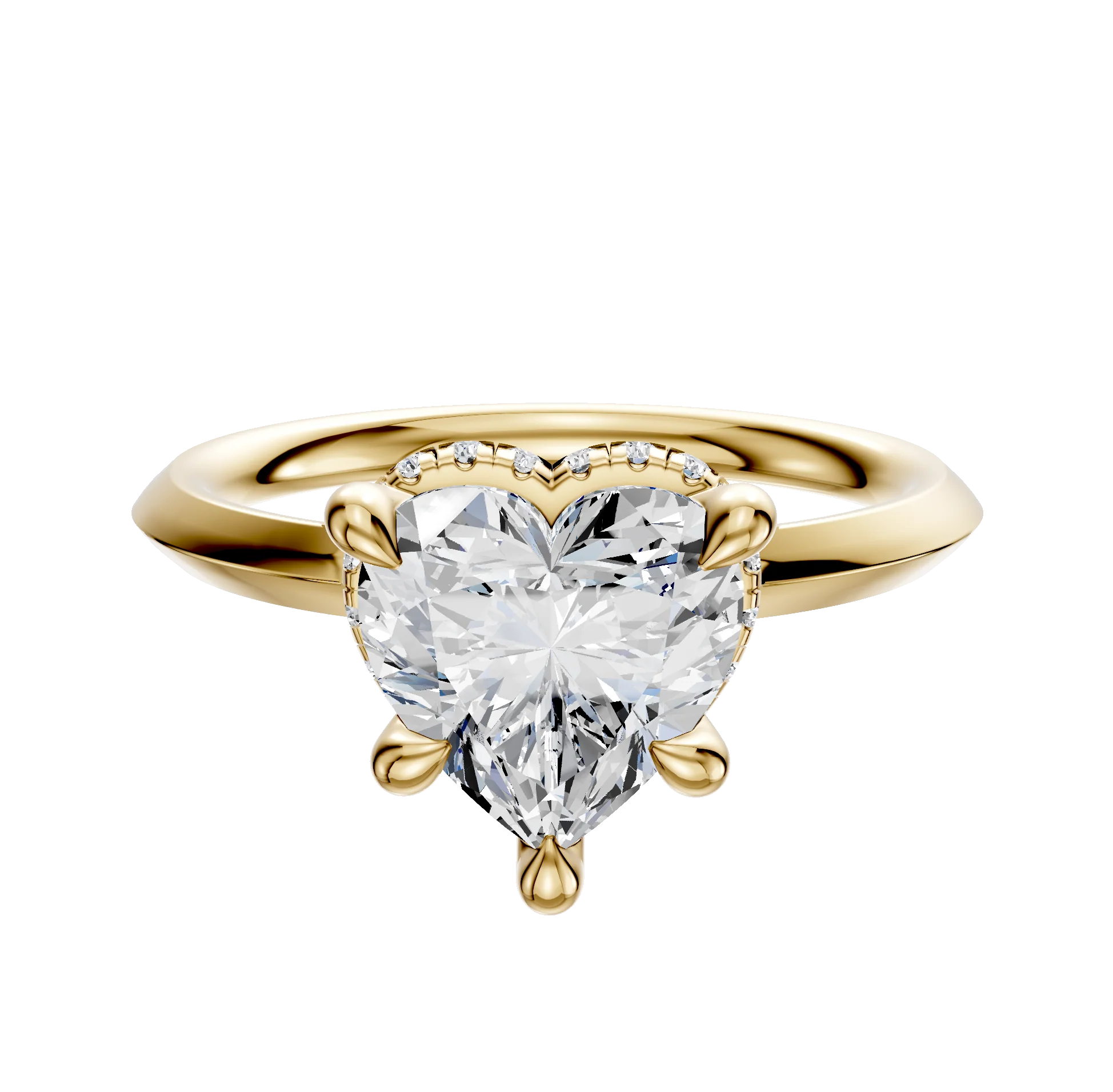 18K Yellow Gold 4 Prong Collar Classic Knife Edge 2.0mm Engagement Ring