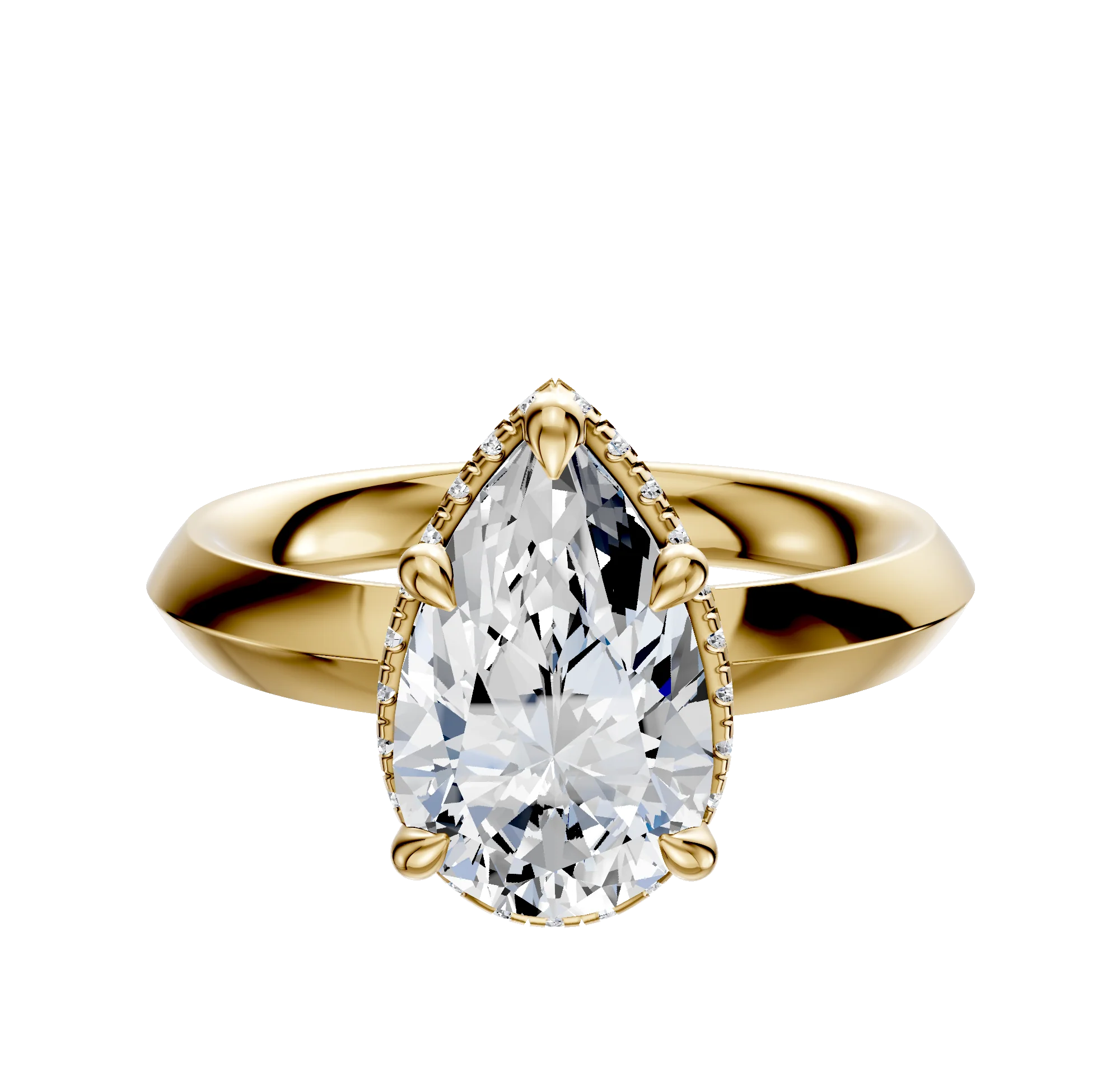18K Yellow Gold 4 Prong Collar Classic Knife Edge 3.0mm Engagement Ring