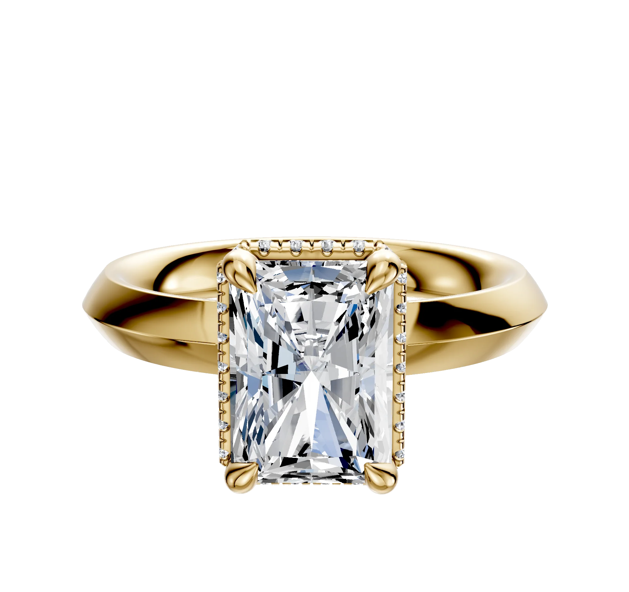 18K Yellow Gold 4 Prong Collar Classic Knife Edge 3.0mm Engagement Ring
