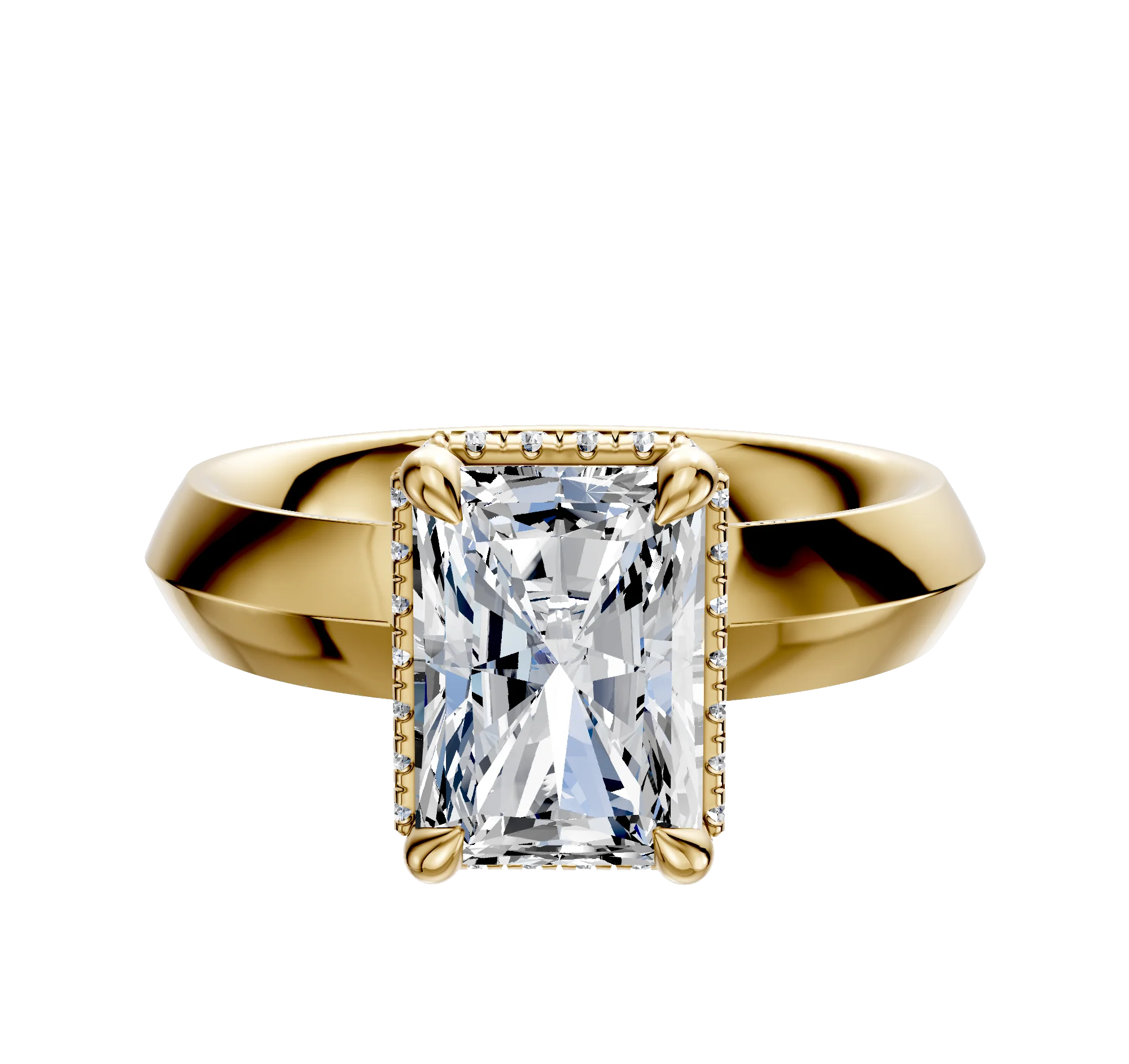 18K Yellow Gold 4 Prong Collar Classic Knife Edge 4.0mm Engagement Ring