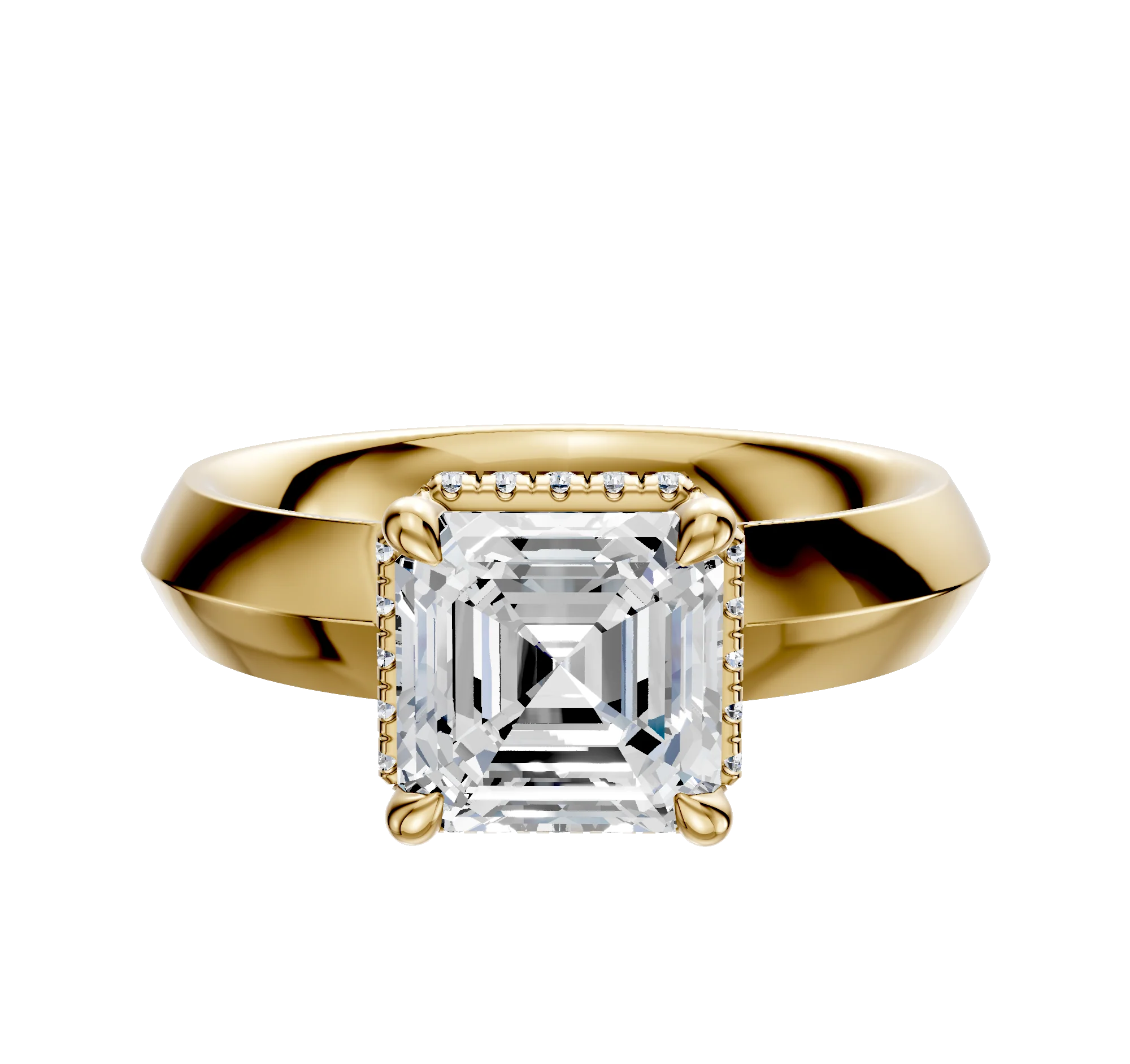 18K Yellow Gold 4 Prong Collar Classic Knife Edge 4.0mm Engagement Ring
