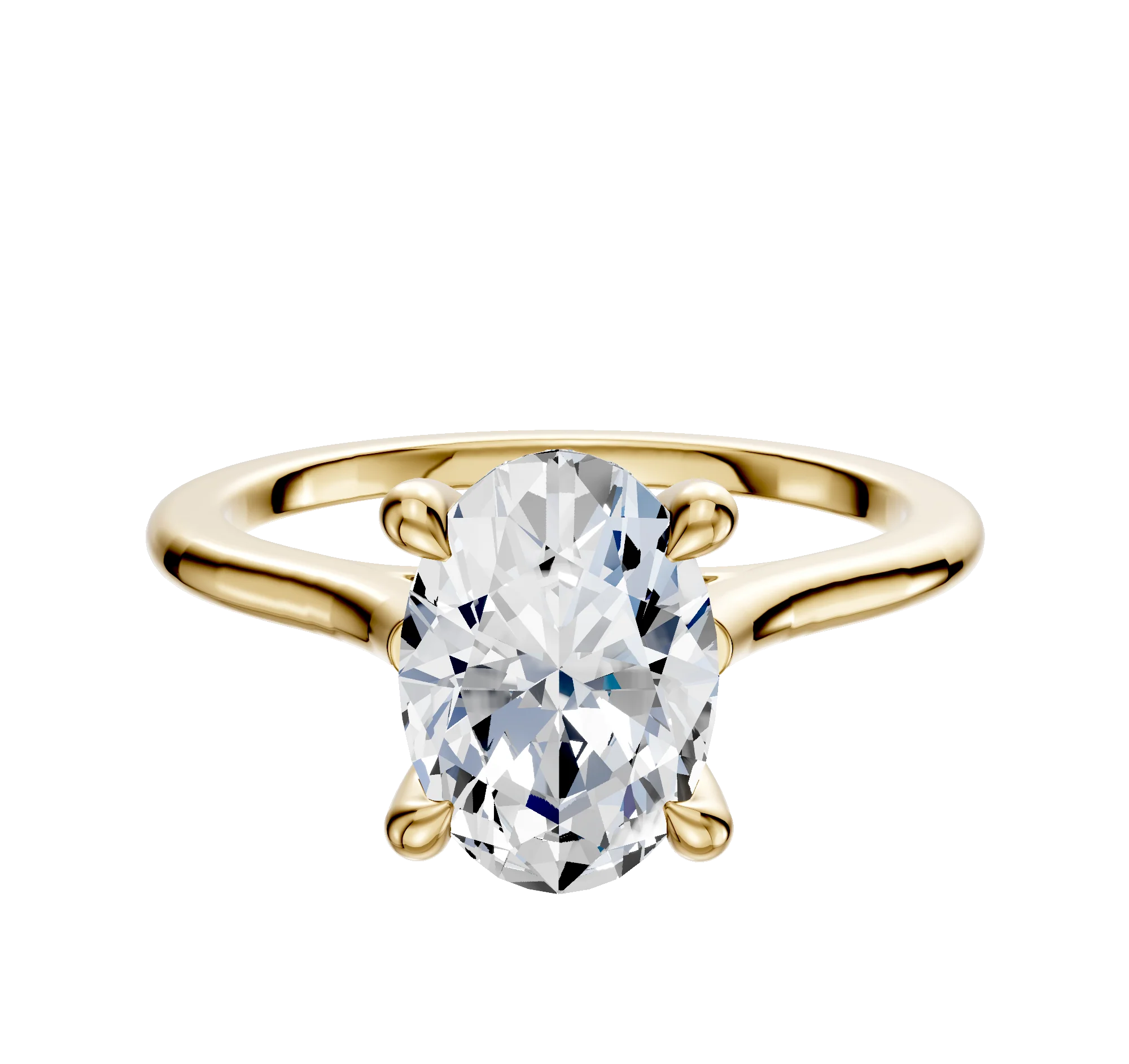 18K Yellow Gold 4 Prong Hidden Halo Cathedral Dome 1.5mm Engagement Ring