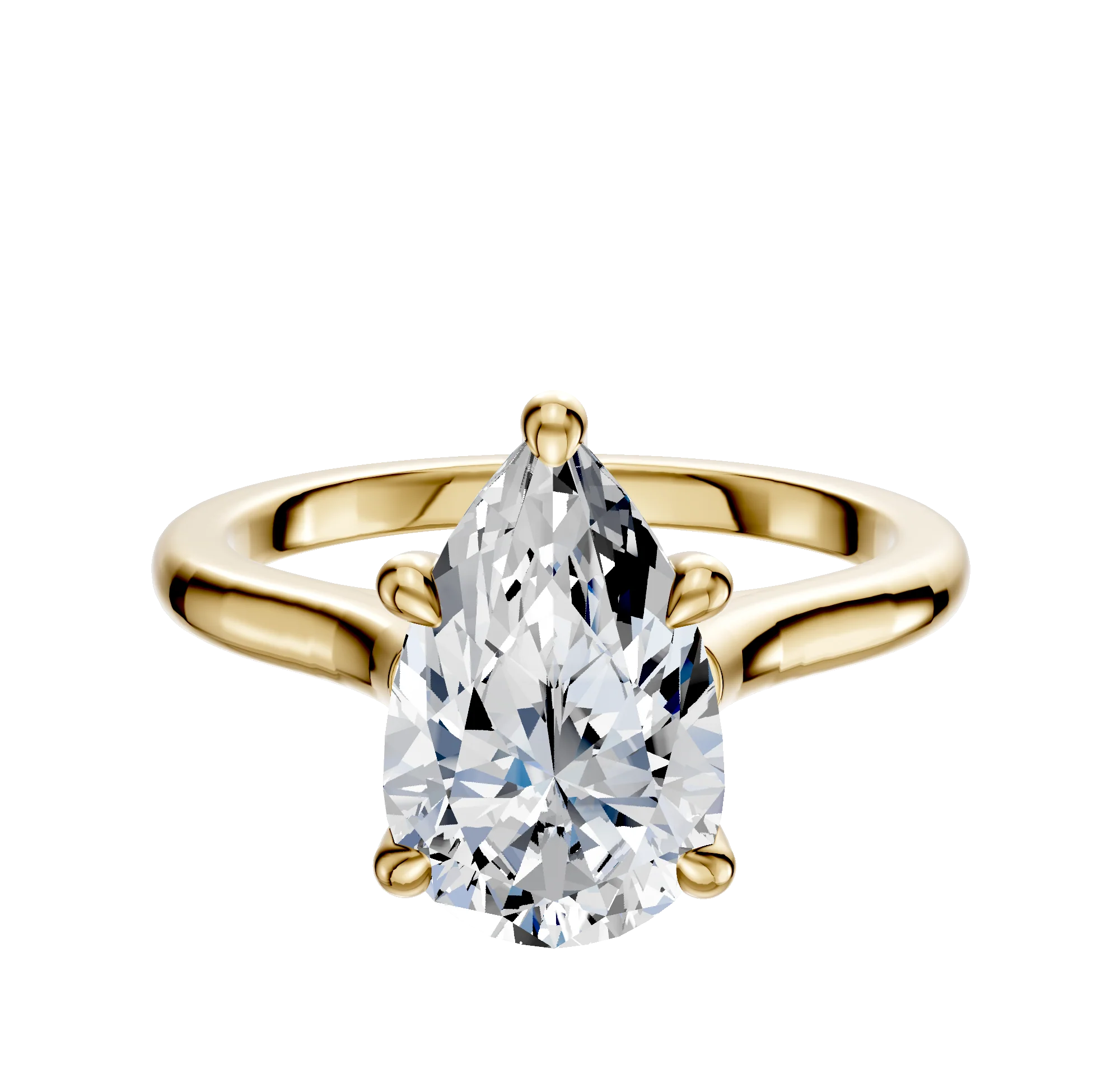 18K Yellow Gold 4 Prong Hidden Halo Cathedral Dome 2.0mm Engagement Ring