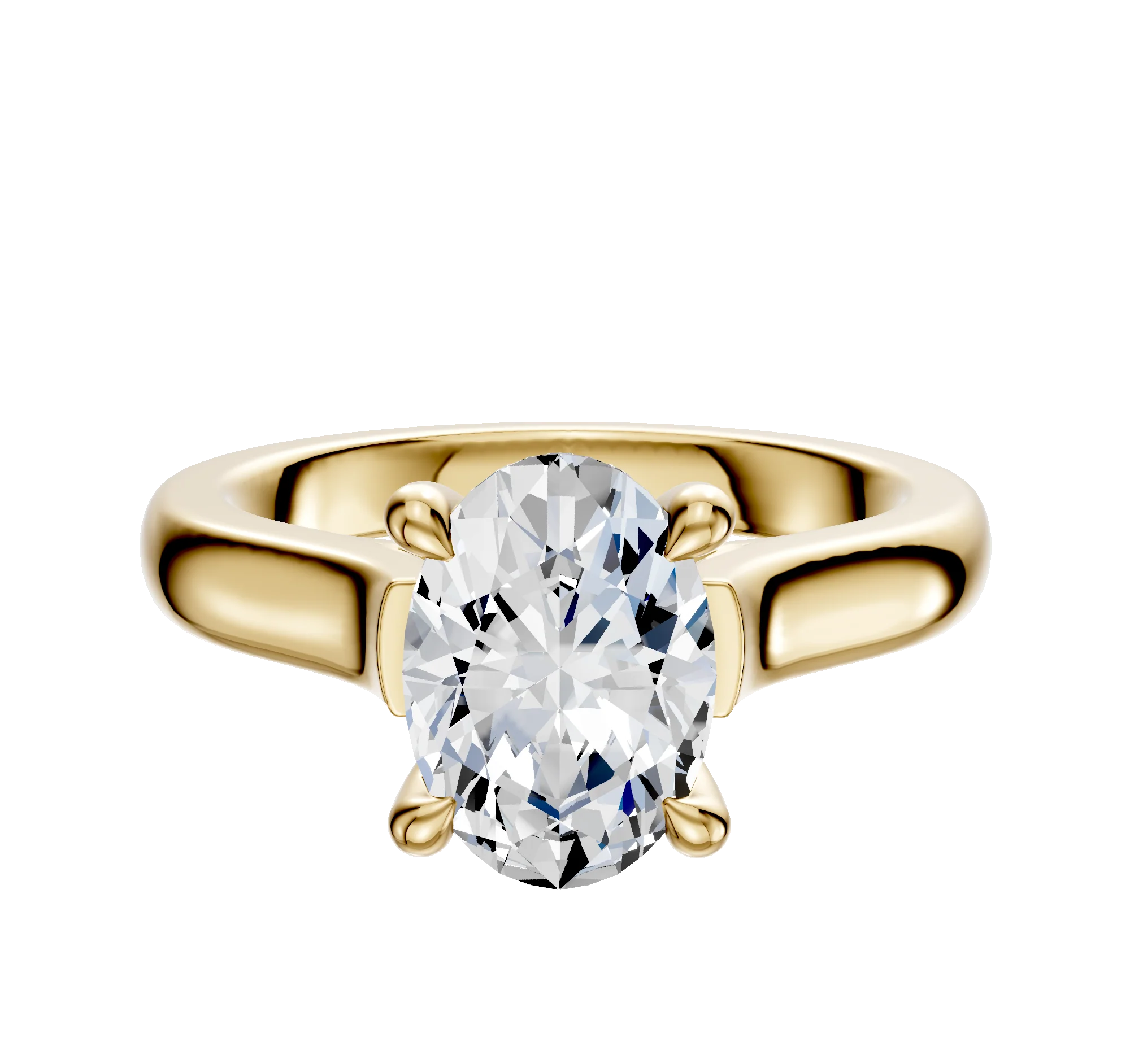 18K Yellow Gold 4 Prong Hidden Halo Cathedral Dome 3.0mm Engagement Ring