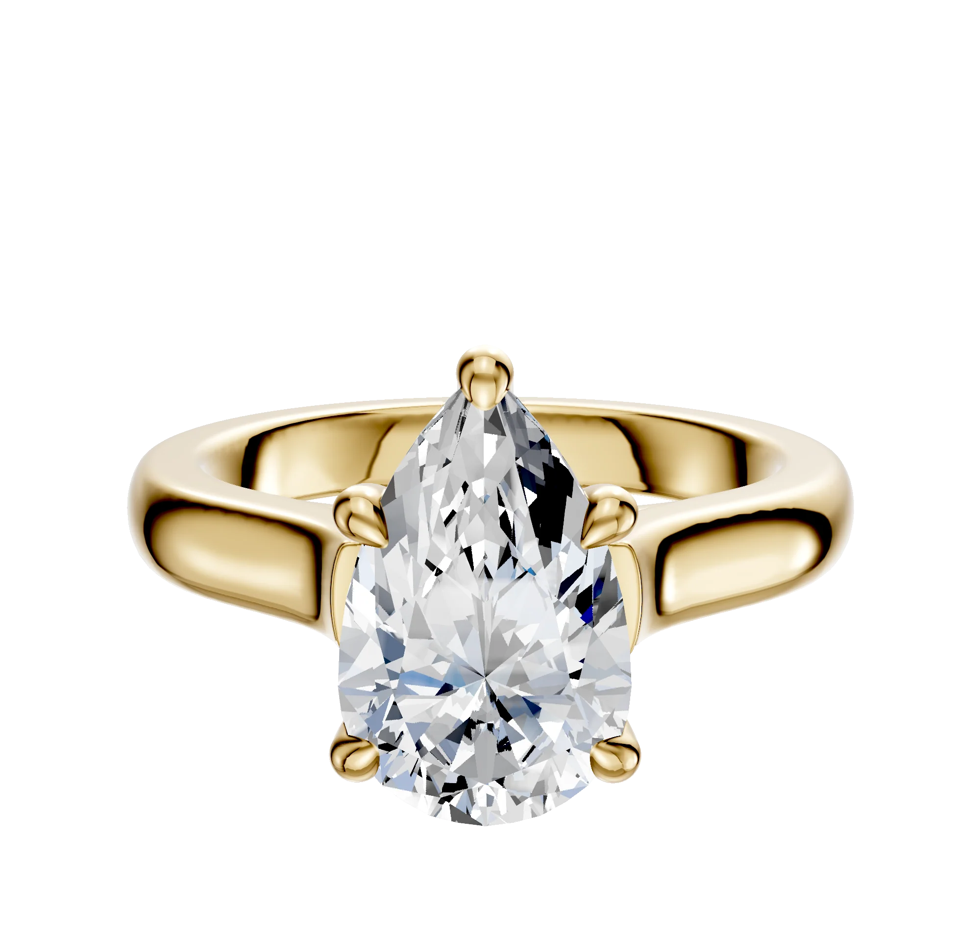 18K Yellow Gold 4 Prong Hidden Halo Cathedral Dome 3.0mm Engagement Ring