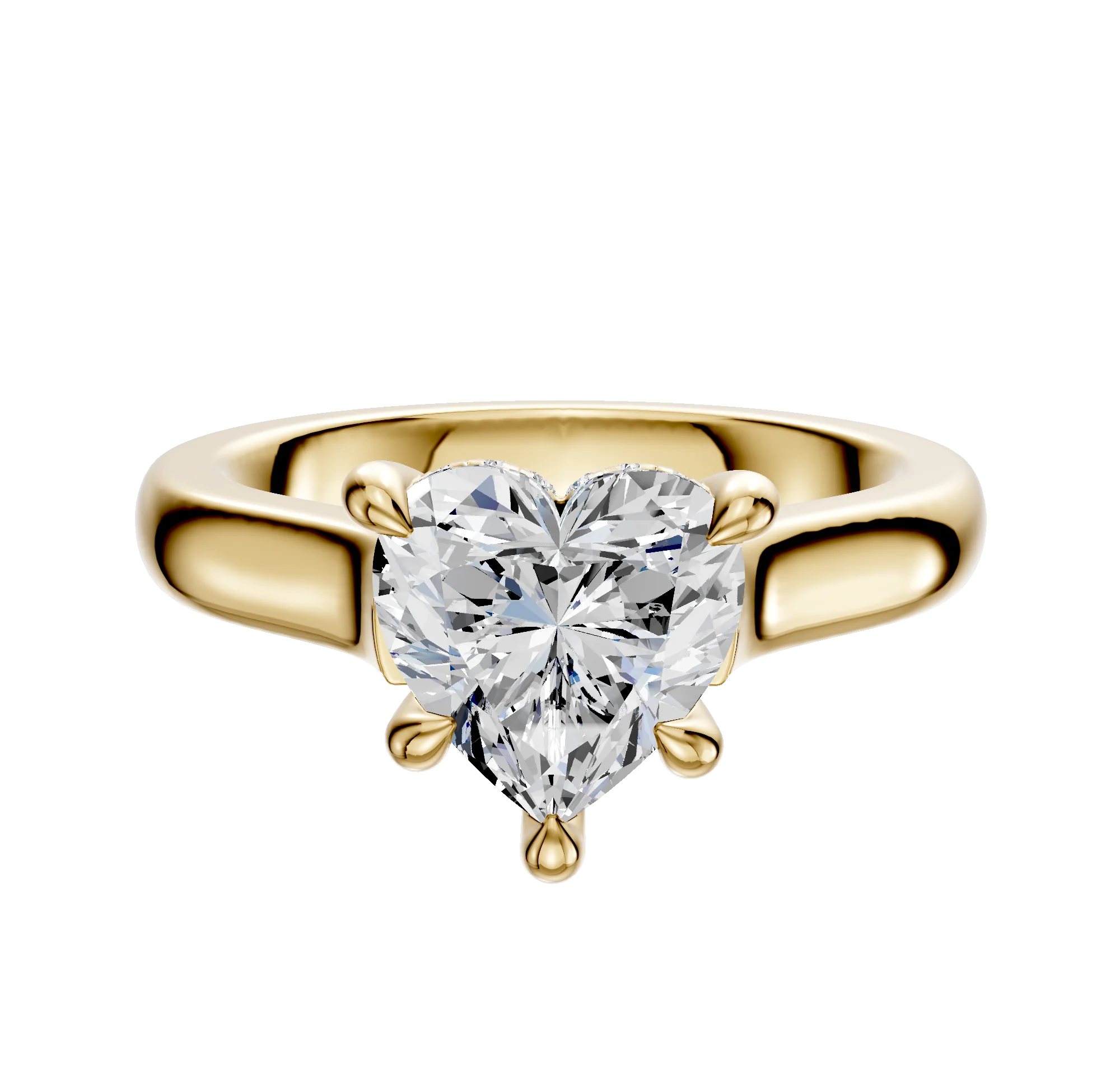 18K Yellow Gold 4 Prong Hidden Halo Cathedral Dome 3.0mm Engagement Ring