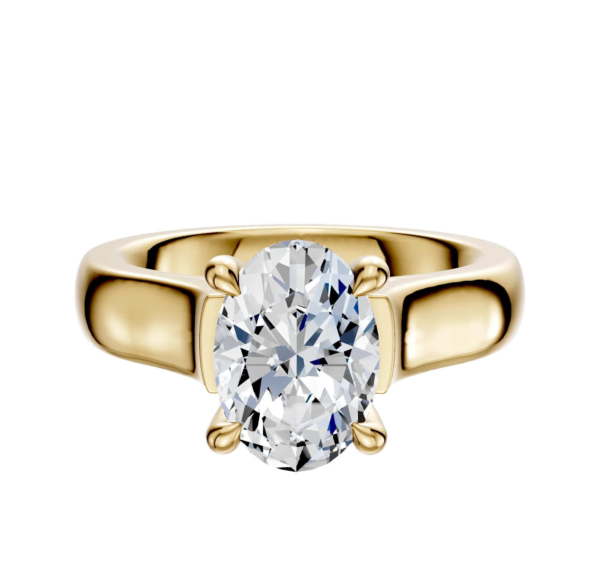 18K Yellow Gold 4 Prong Hidden Halo Cathedral Dome 4.0mm Engagement Ring