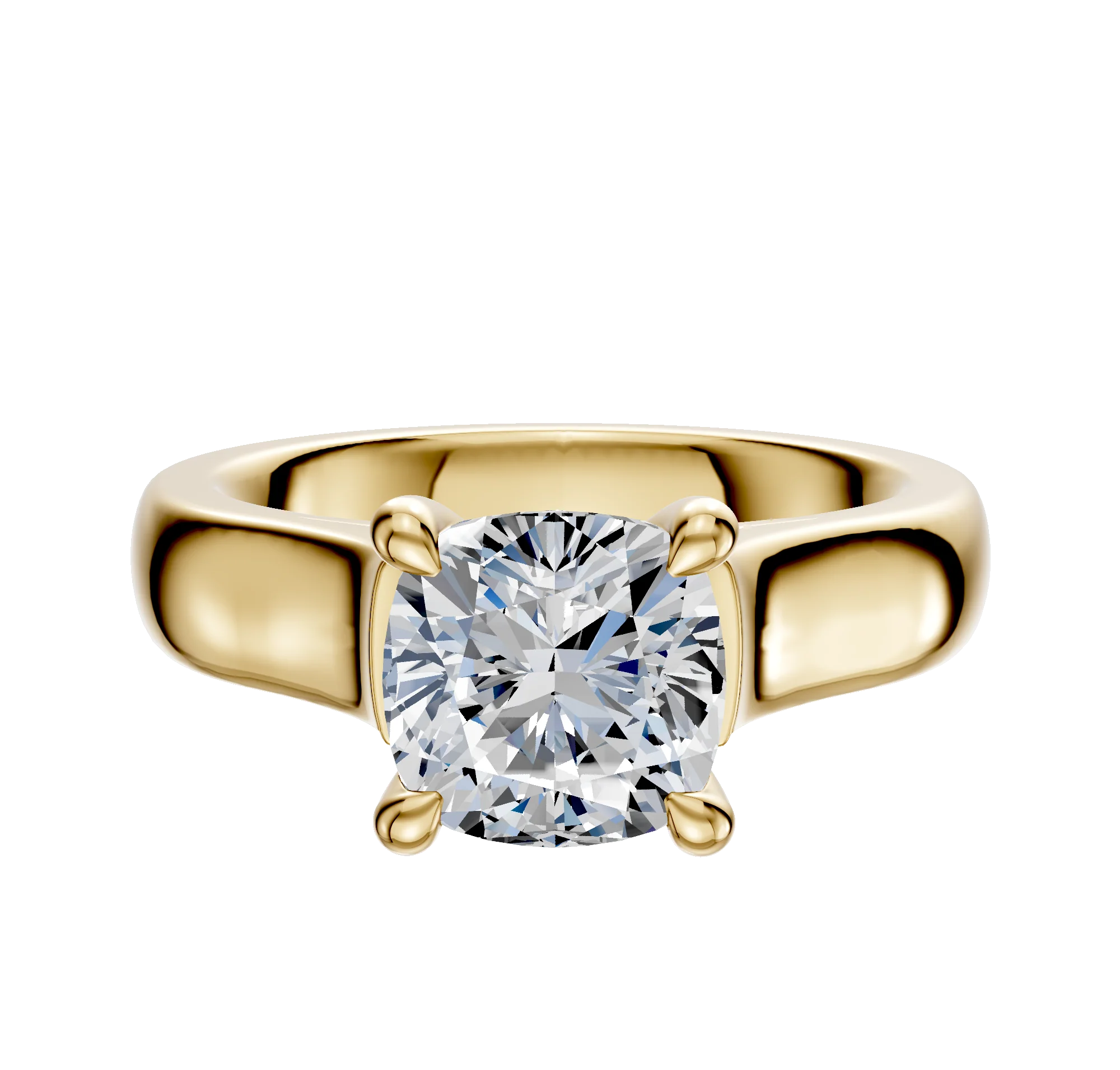 18K Yellow Gold 4 Prong Hidden Halo Cathedral Dome 4.0mm Engagement Ring