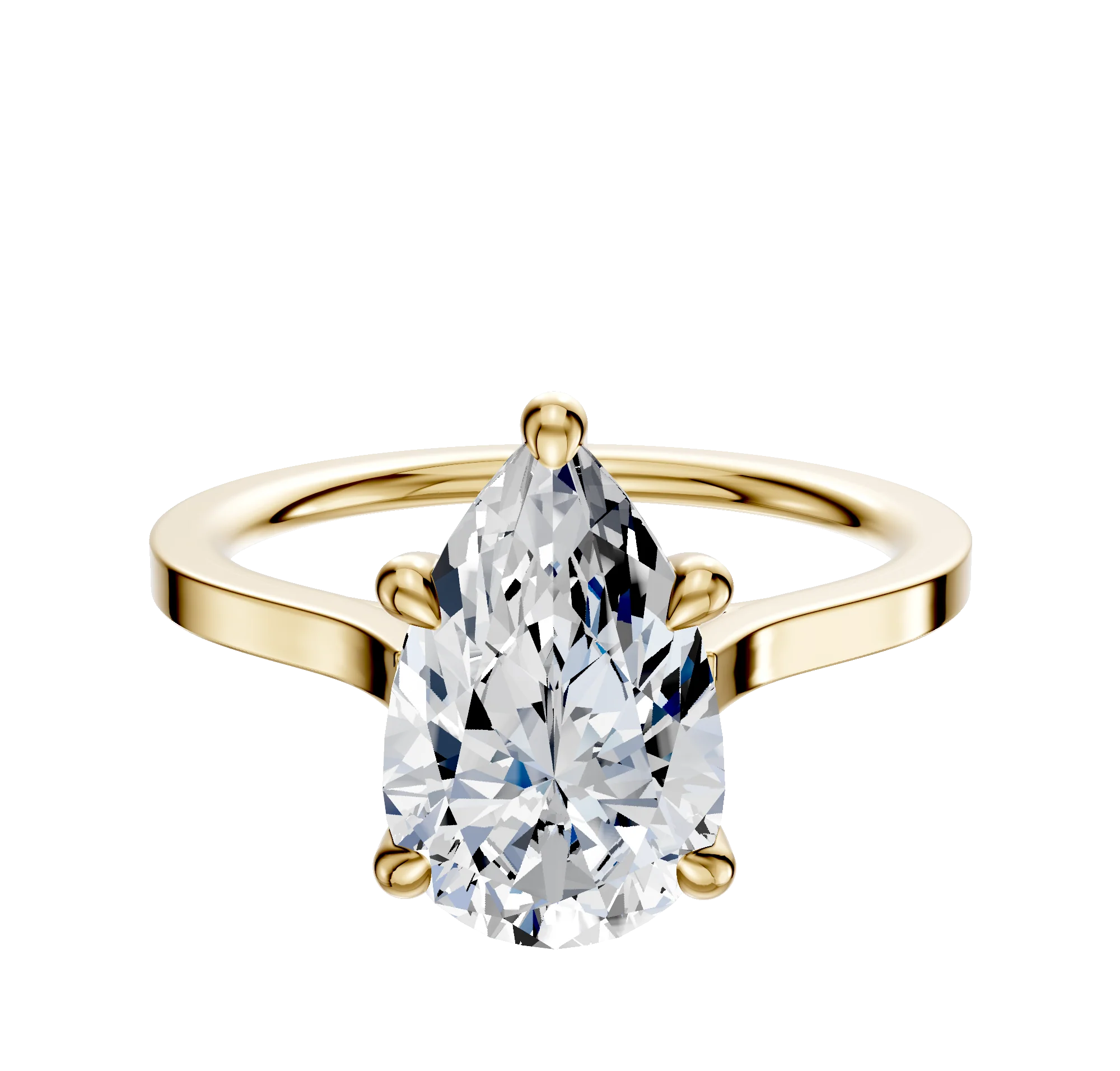 18K Yellow Gold 4 Prong Hidden Halo Cathedral Flat 1.5mm Engagement Ring