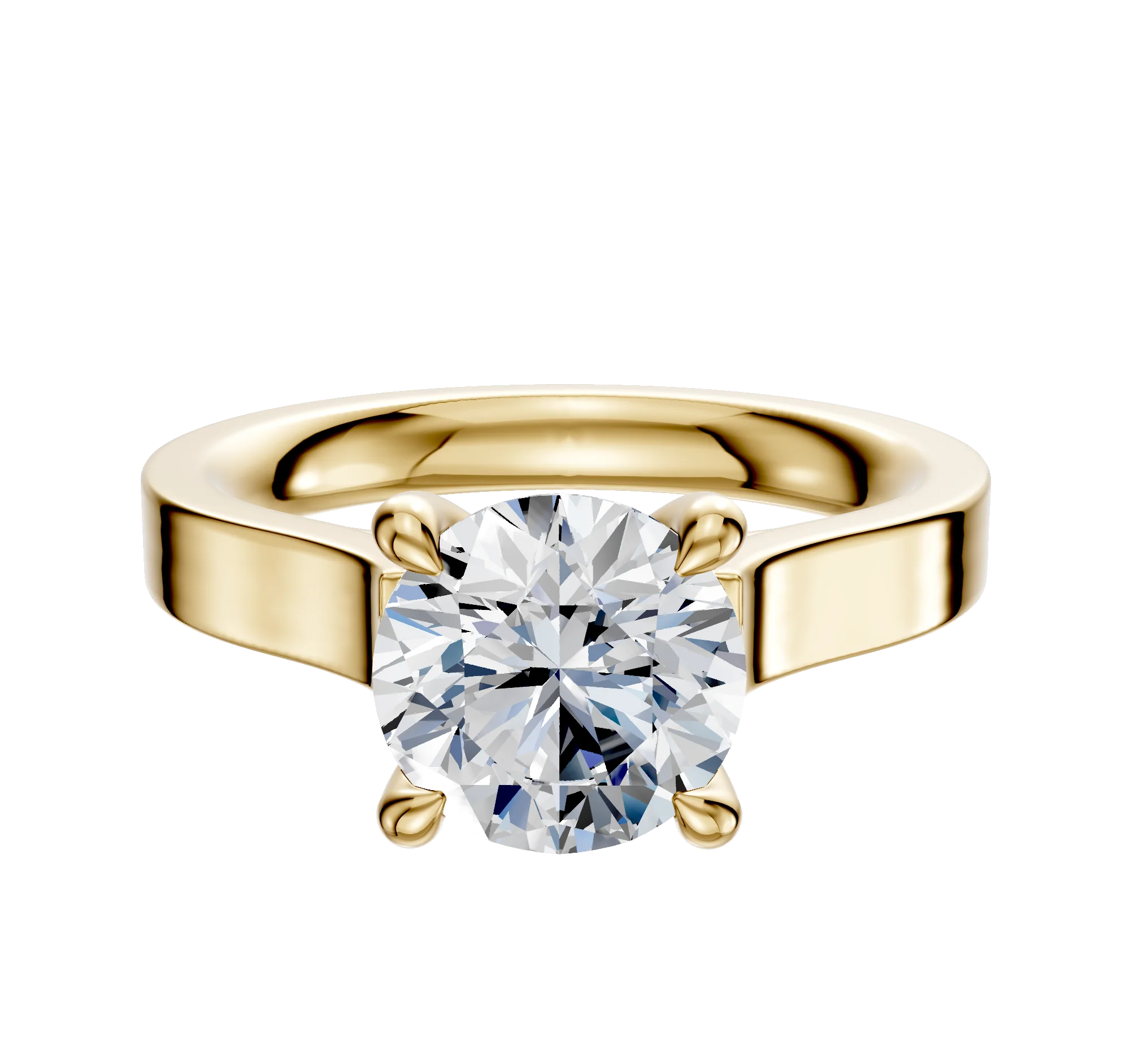 18K Yellow Gold 4 Prong Hidden Halo Cathedral Flat 3.0mm Engagement Ring