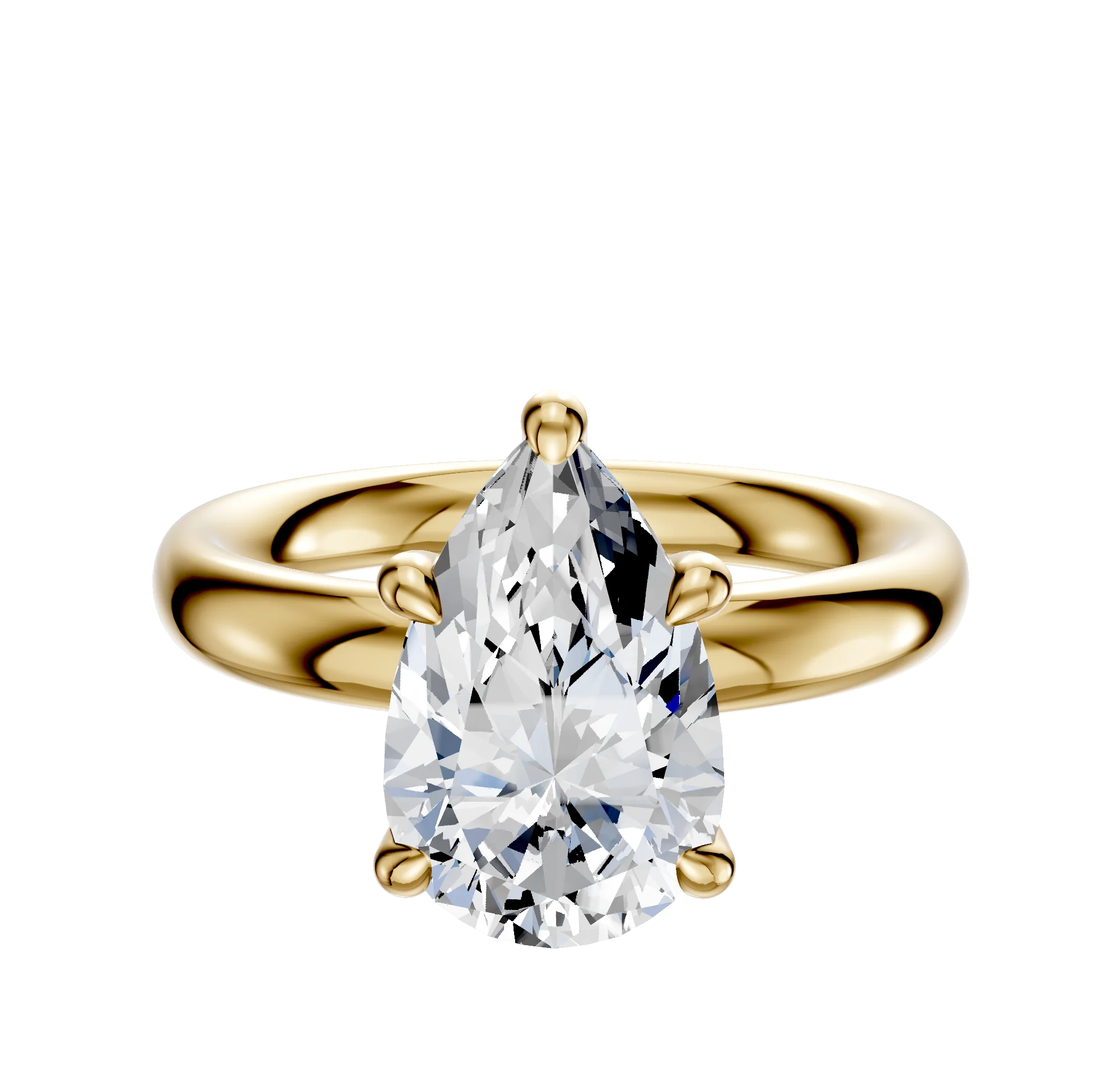18K Yellow Gold 4 Prong Hidden Halo Classic Dome 3.0mm Engagement Ring