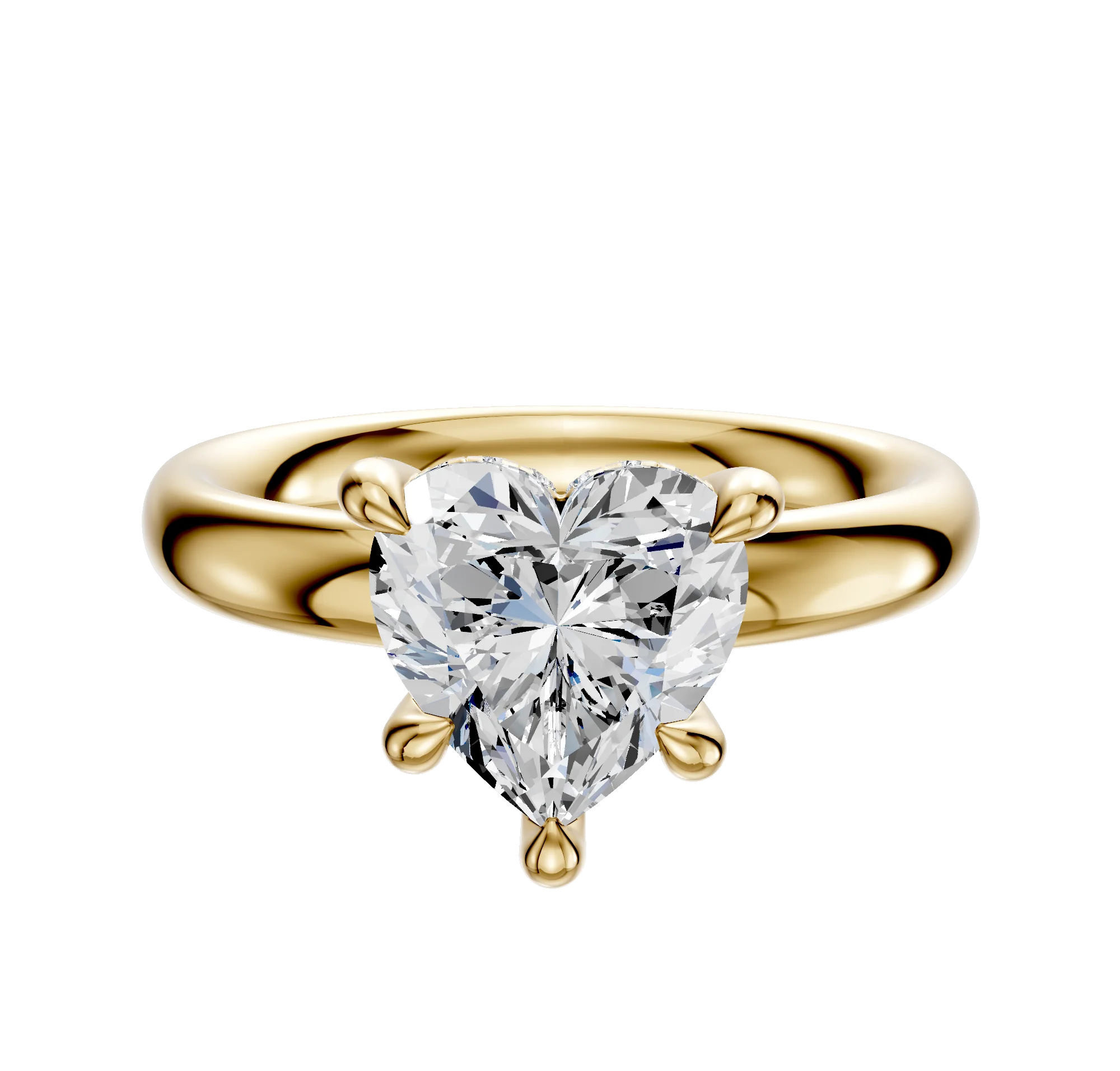 18K Yellow Gold 4 Prong Hidden Halo Classic Dome 3.0mm Engagement Ring