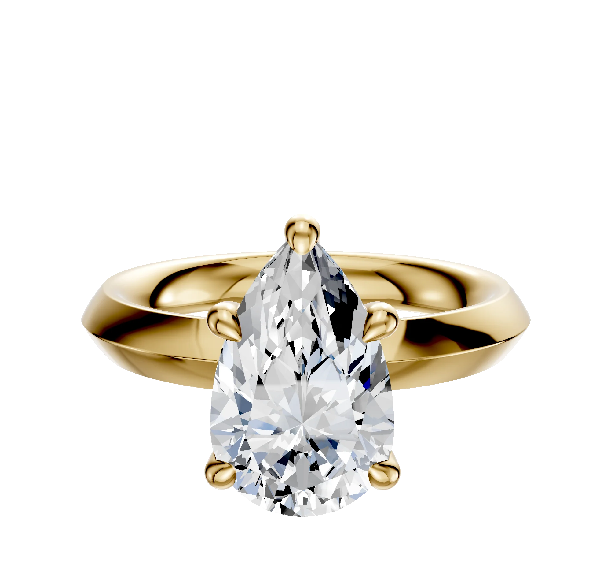 18K Yellow Gold 4 Prong Hidden Halo Classic Knife Edge 3.0mm Engagement Ring